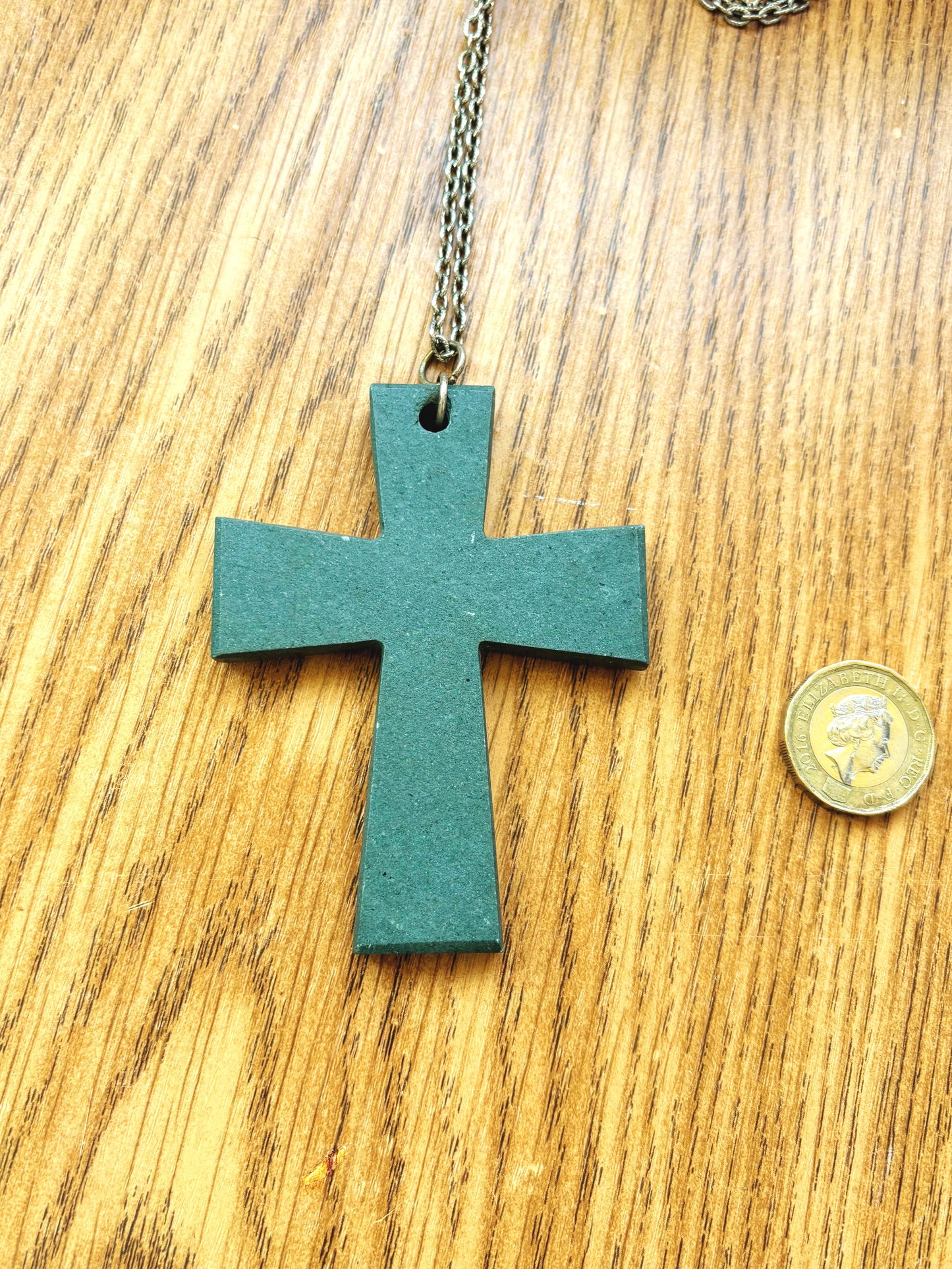 Vintage Slate Crucifix Necklace
