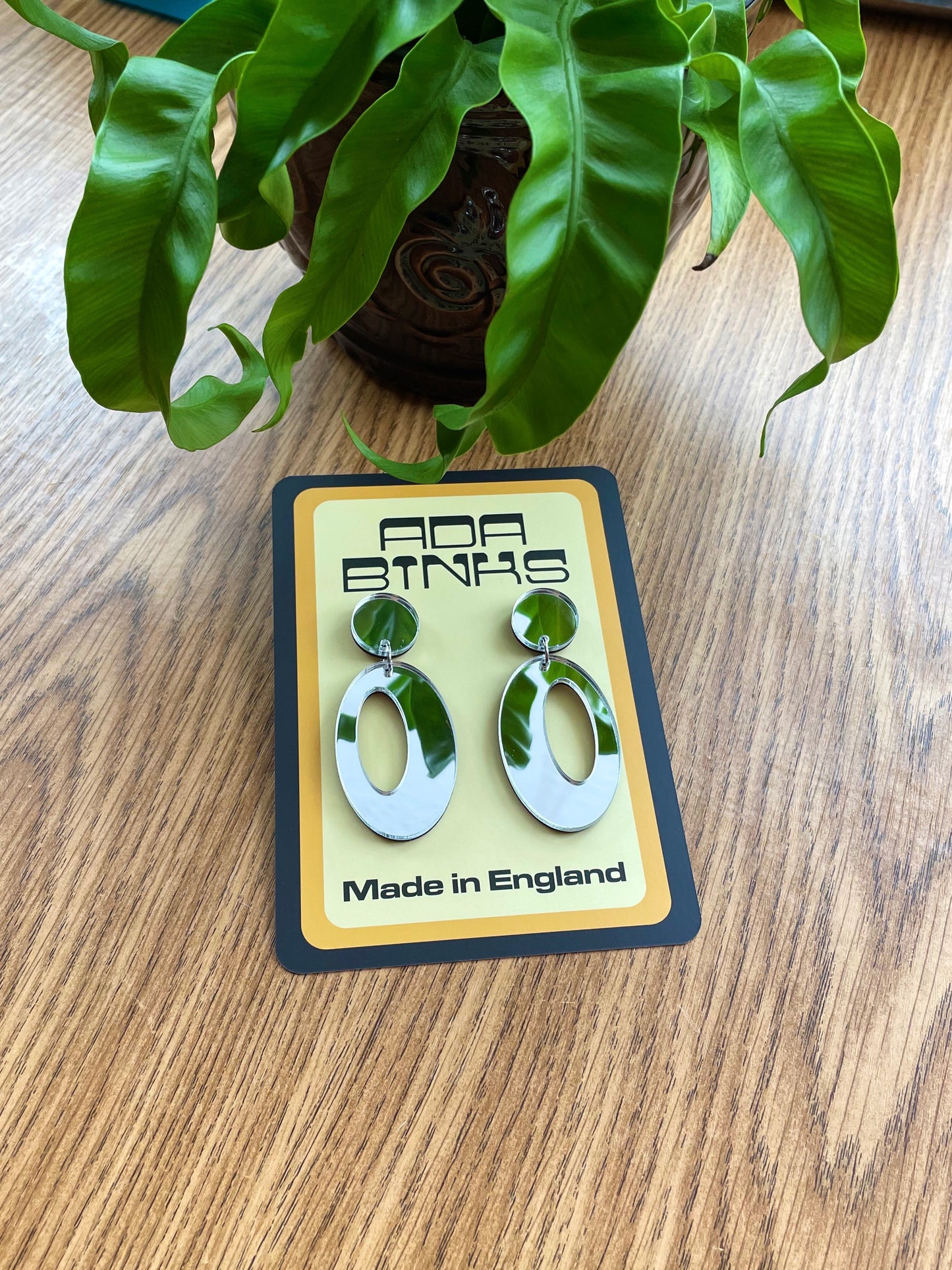 shiny silver mirror earrings