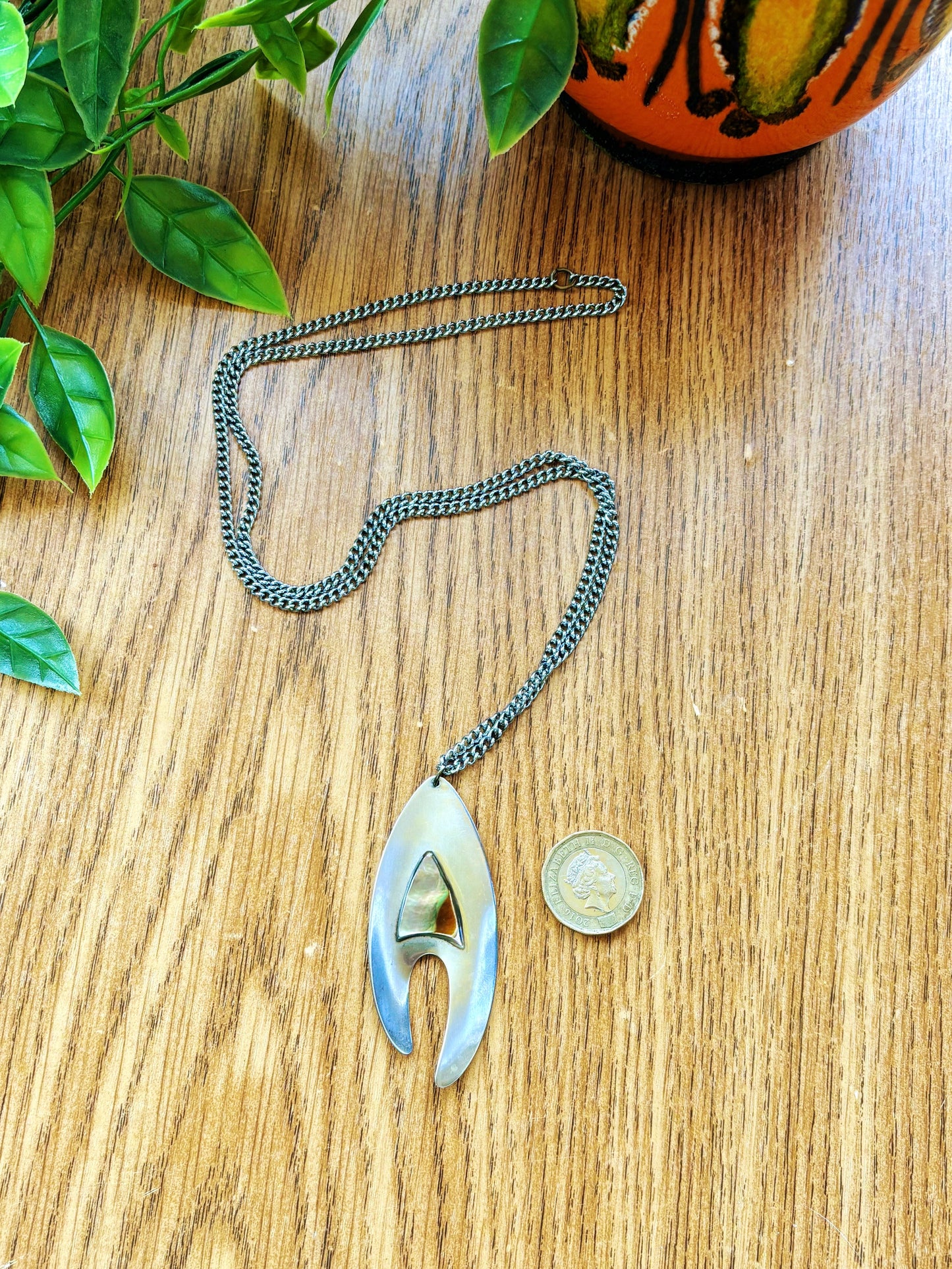 60s Modernist Steel Pendant Necklace