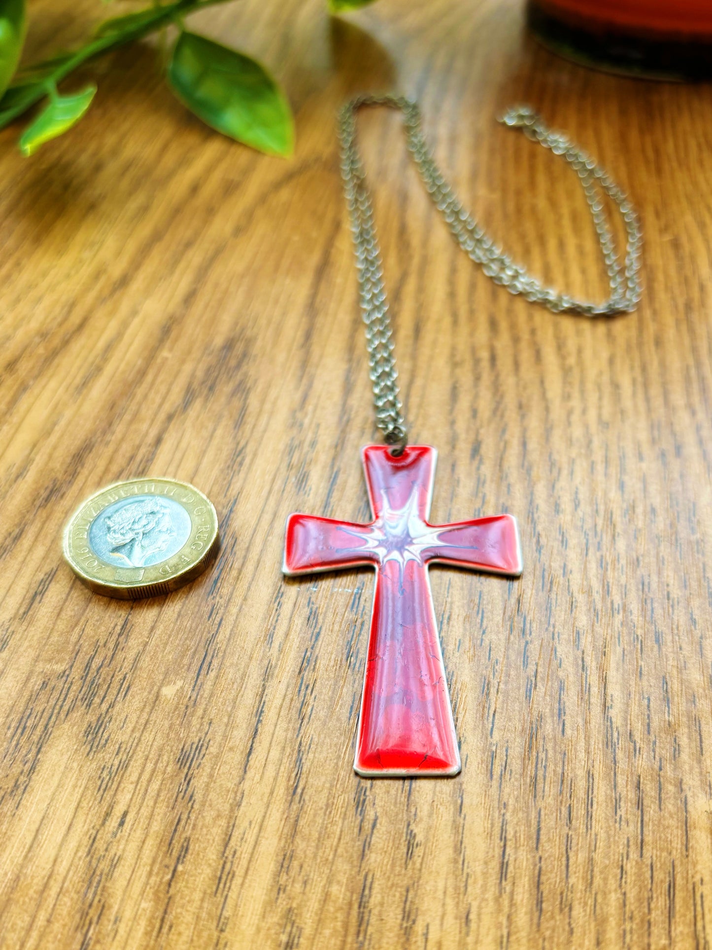 Vintage Enamelled Crucifix Pendant