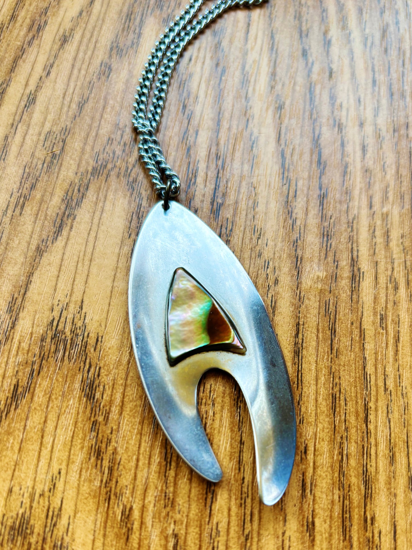 60s Modernist Steel Pendant Necklace