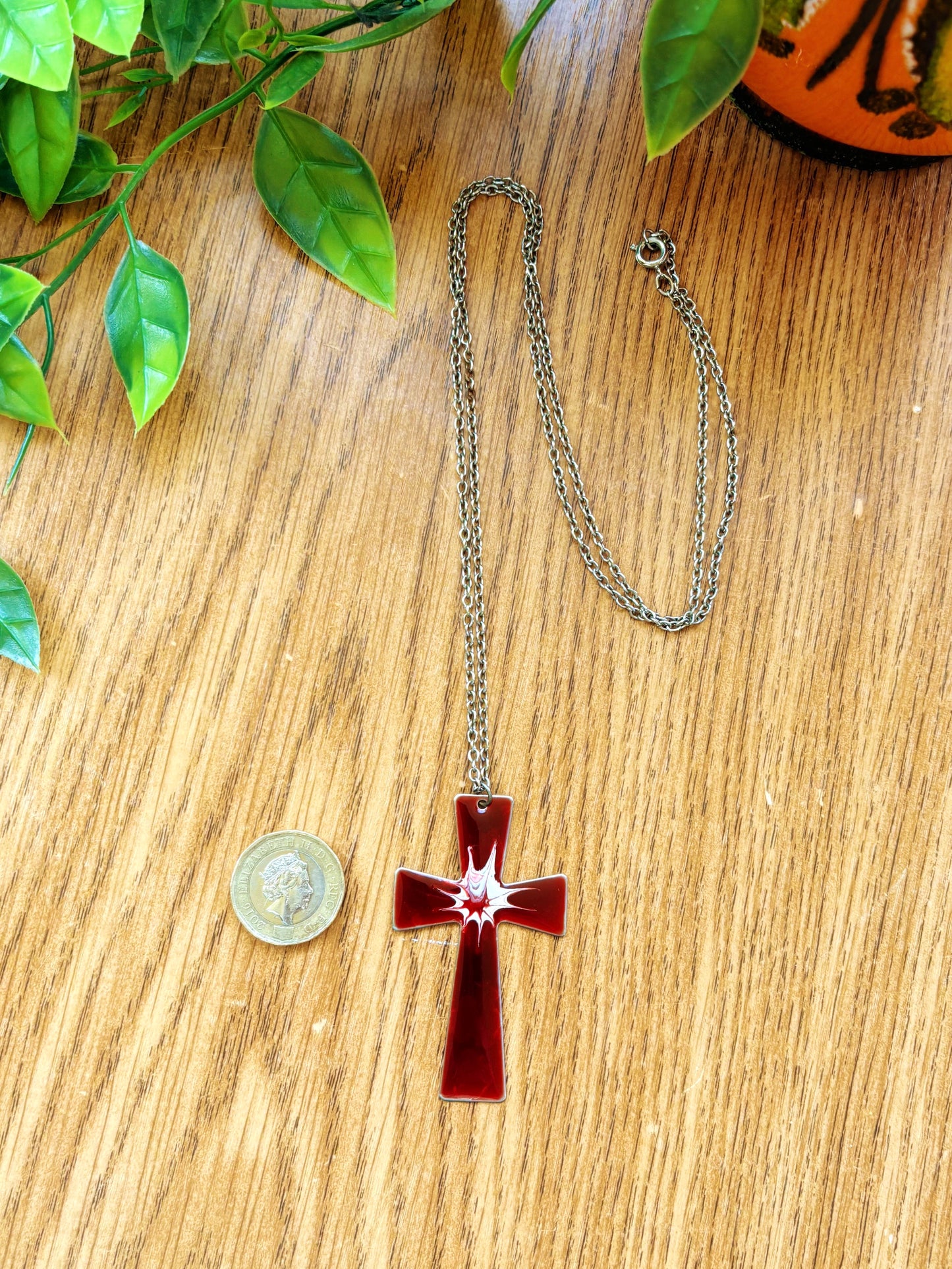 Vintage Enamelled Crucifix Pendant