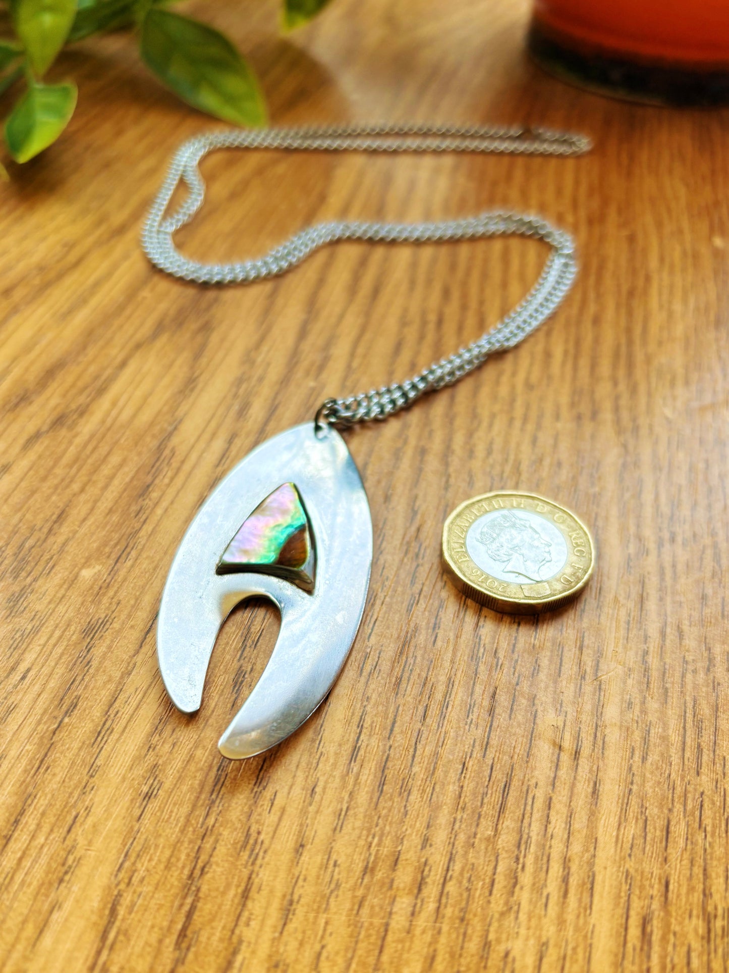 60s Modernist Steel Pendant Necklace