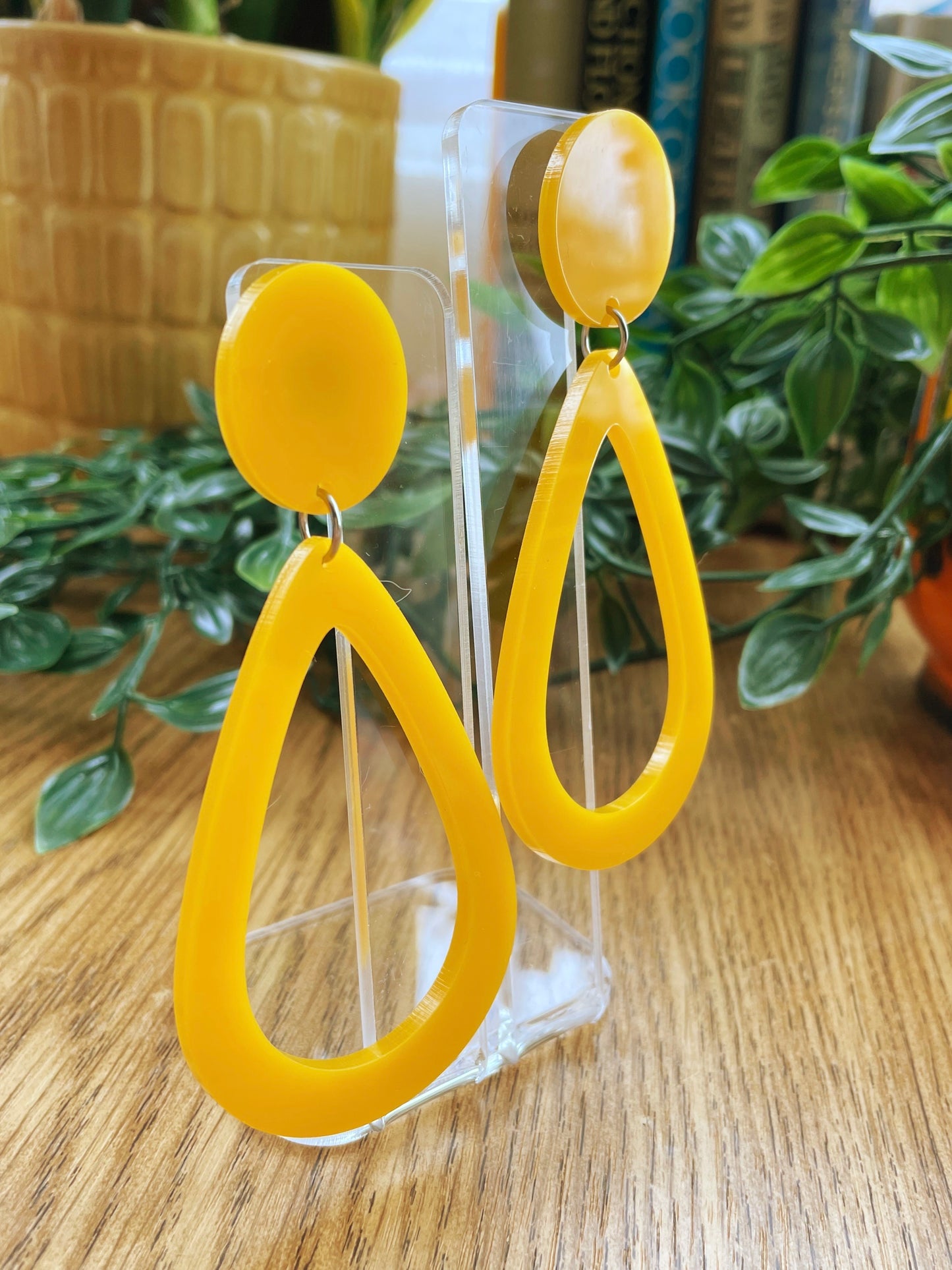 60s yellow acrylic earrings