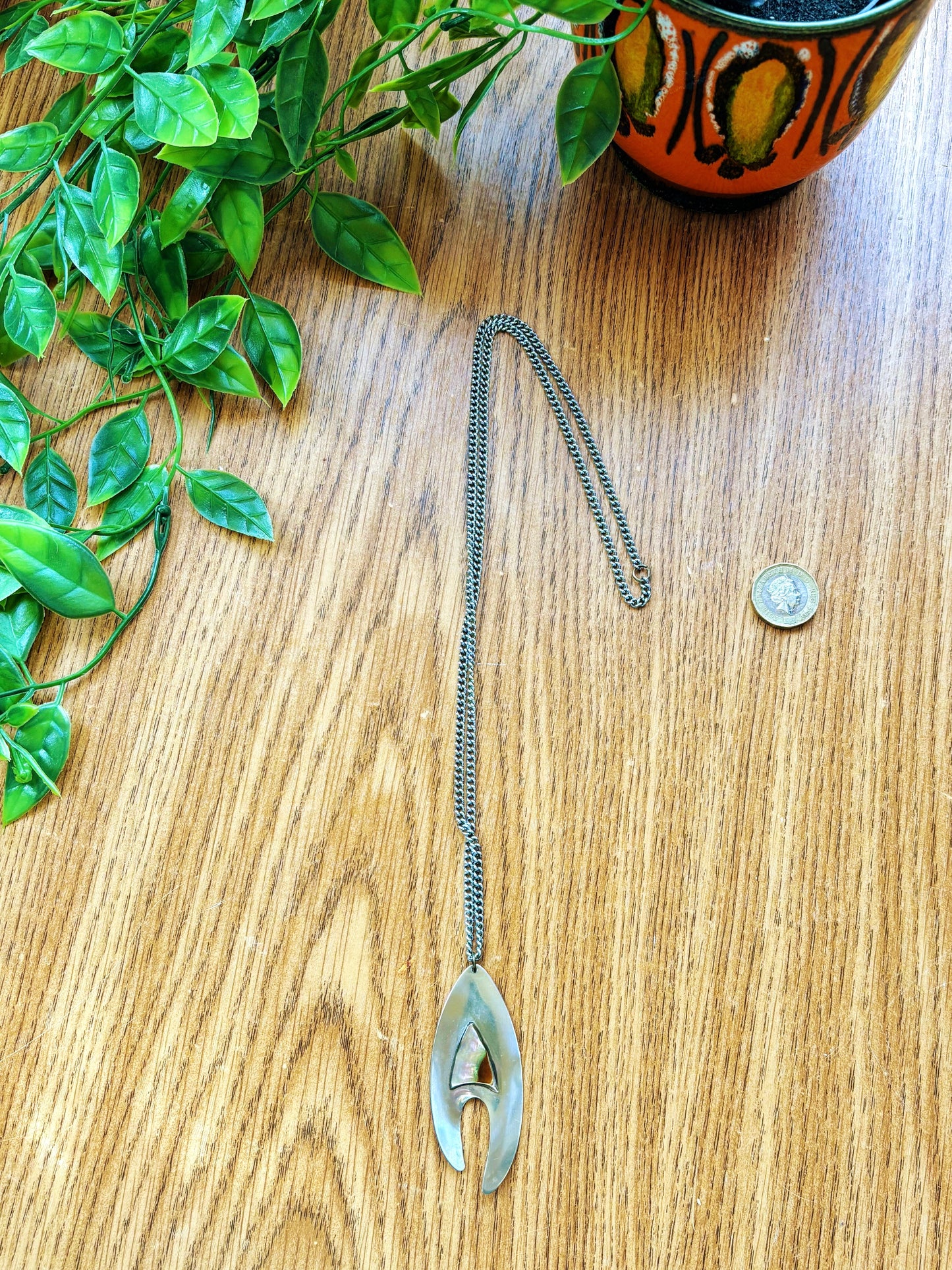 60s Modernist Steel Pendant Necklace