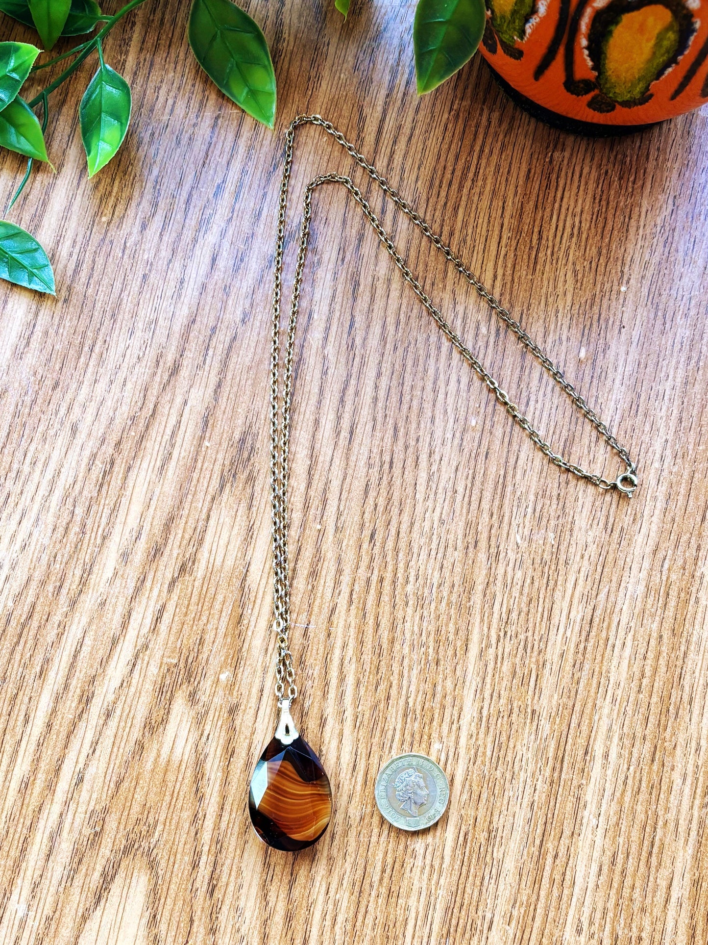 Vintage Glass Pendant Necklace