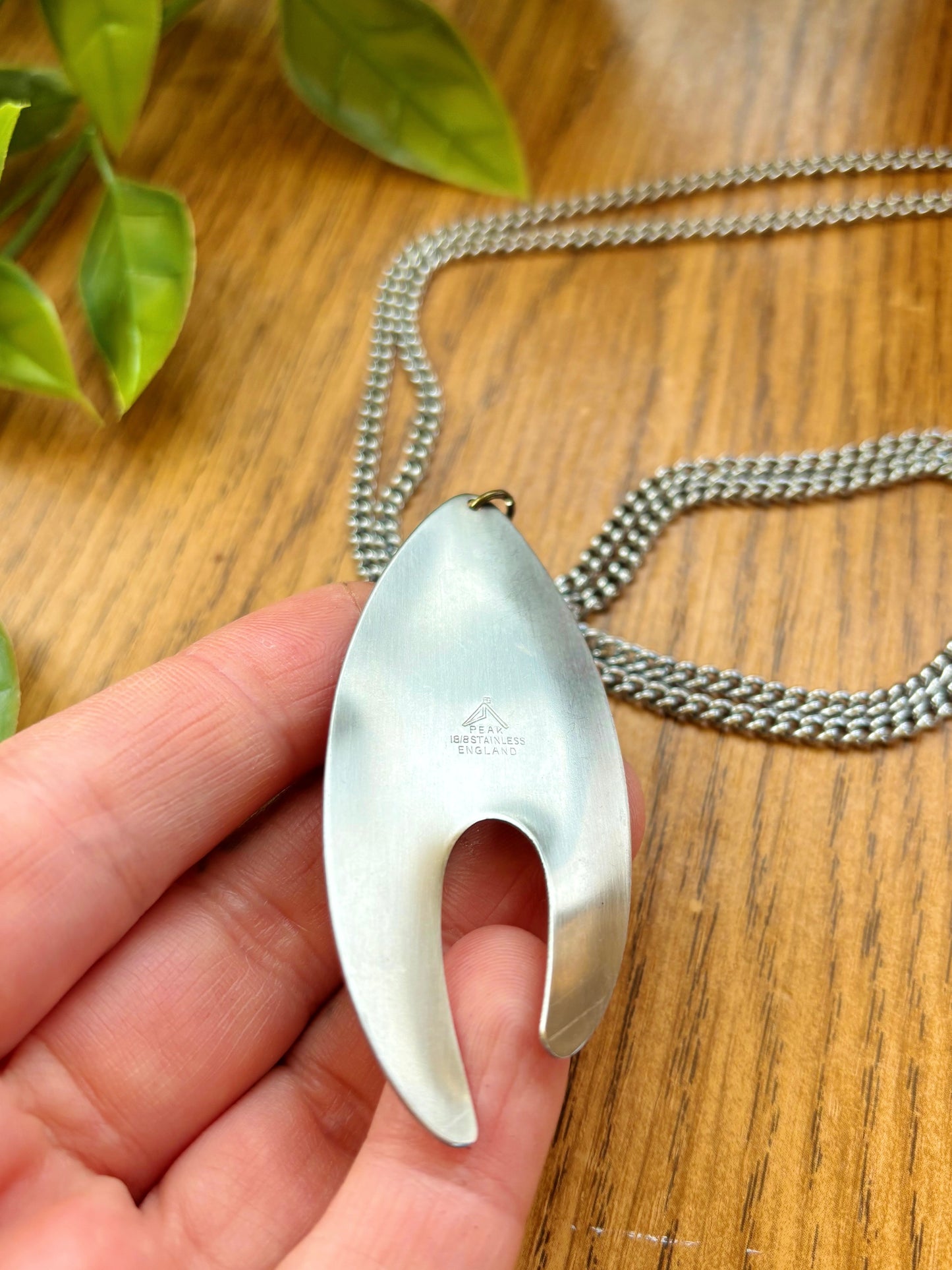 60s Modernist Steel Pendant Necklace