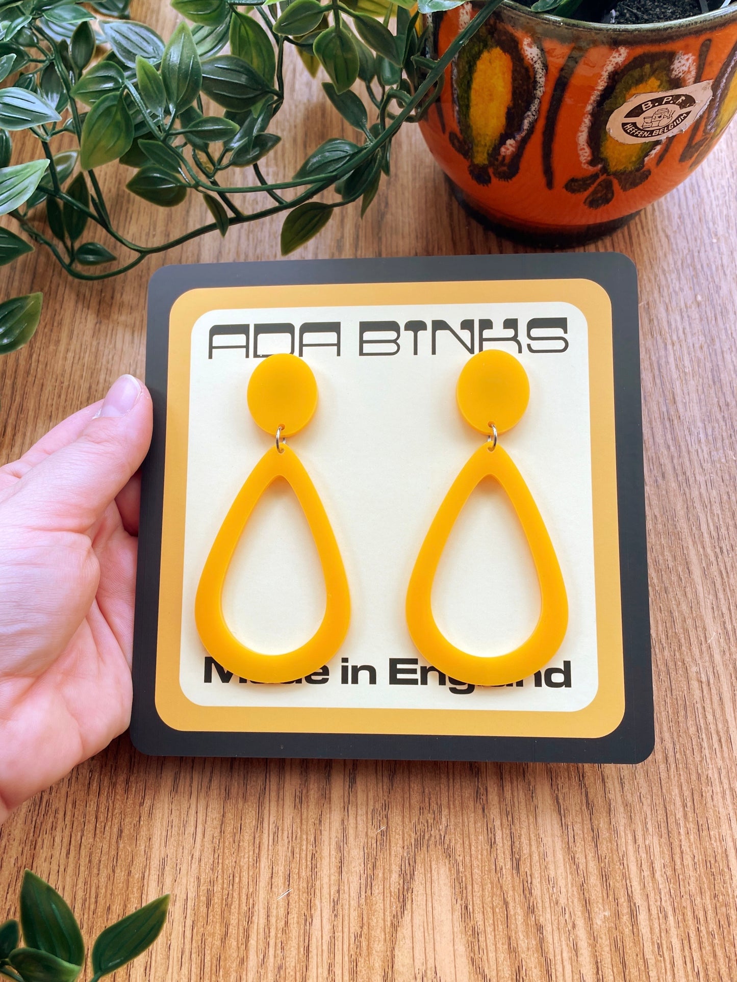 yellow acrylic earrings