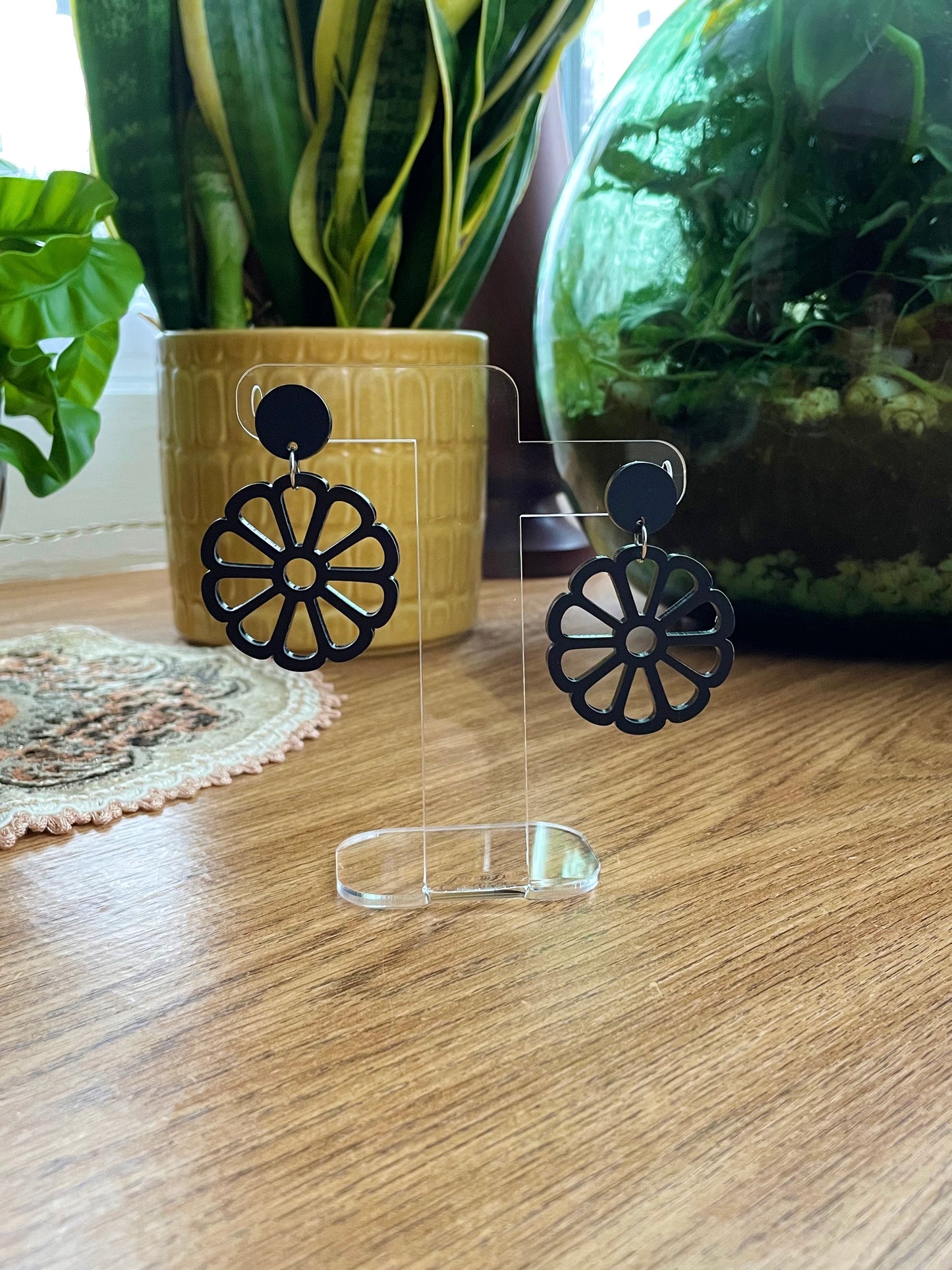 perspex flower earrings
