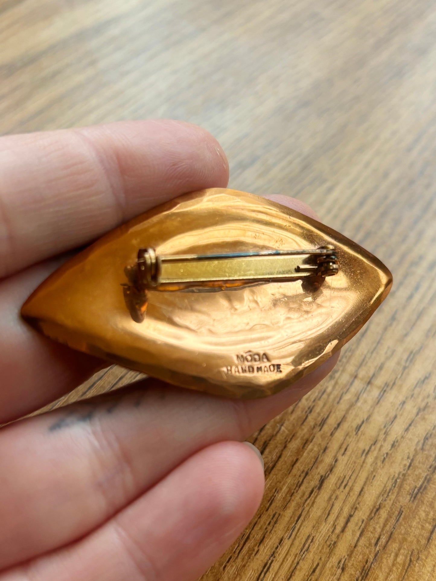 Vintage Copper Móda Handmade Brooch