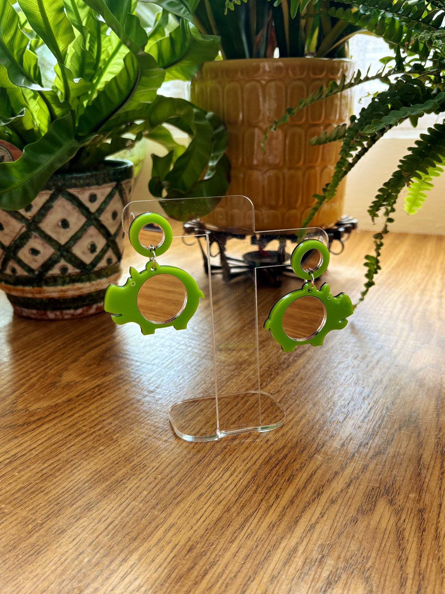 NEW Mini Mirror Hippo Earrings