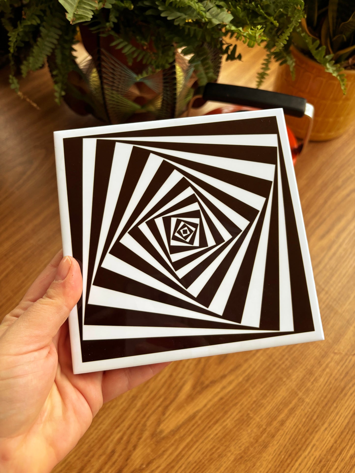 NEW- Op Art Ceramic Trivet