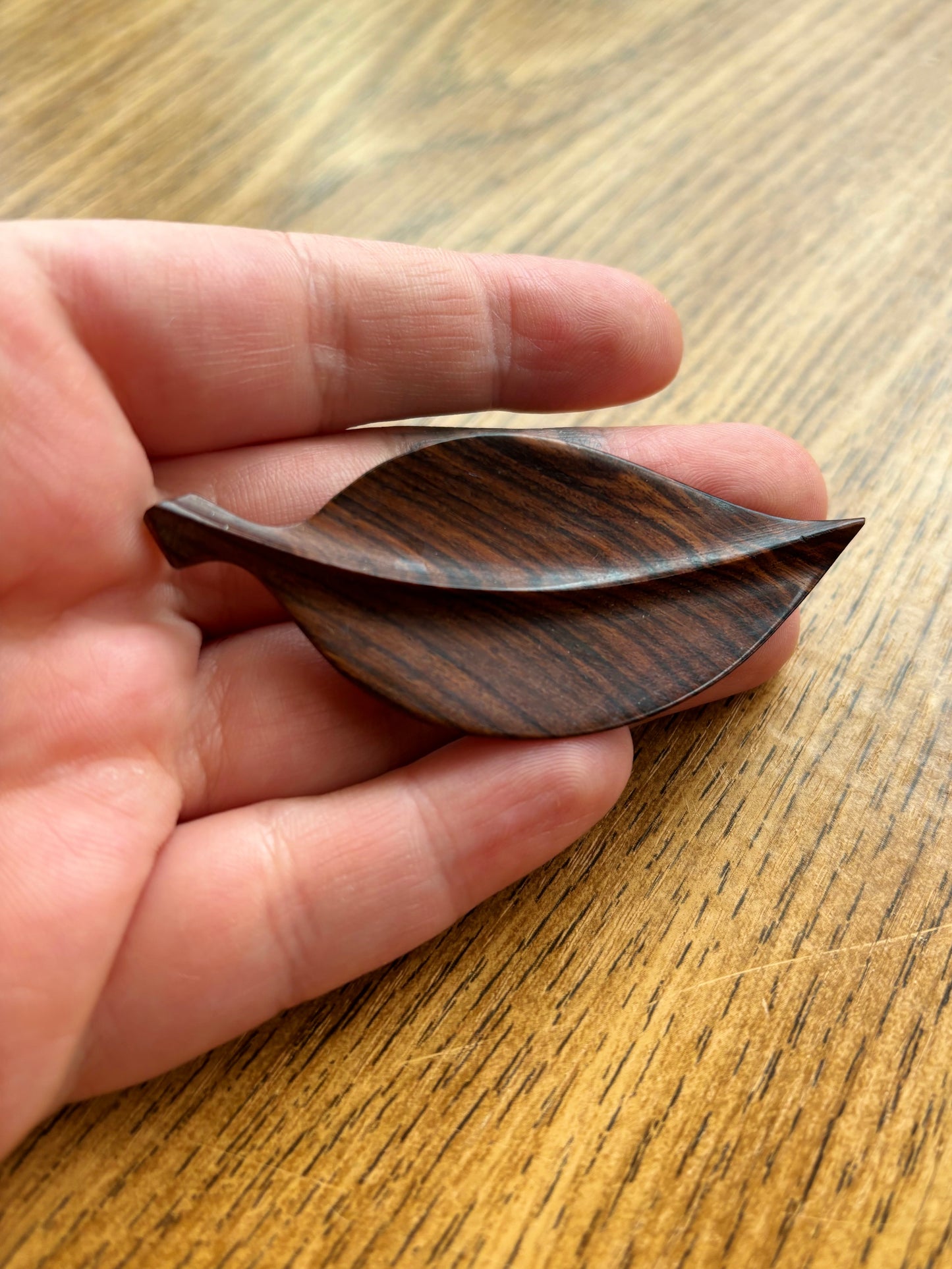 Vintage Hardwood Leaf Brooch