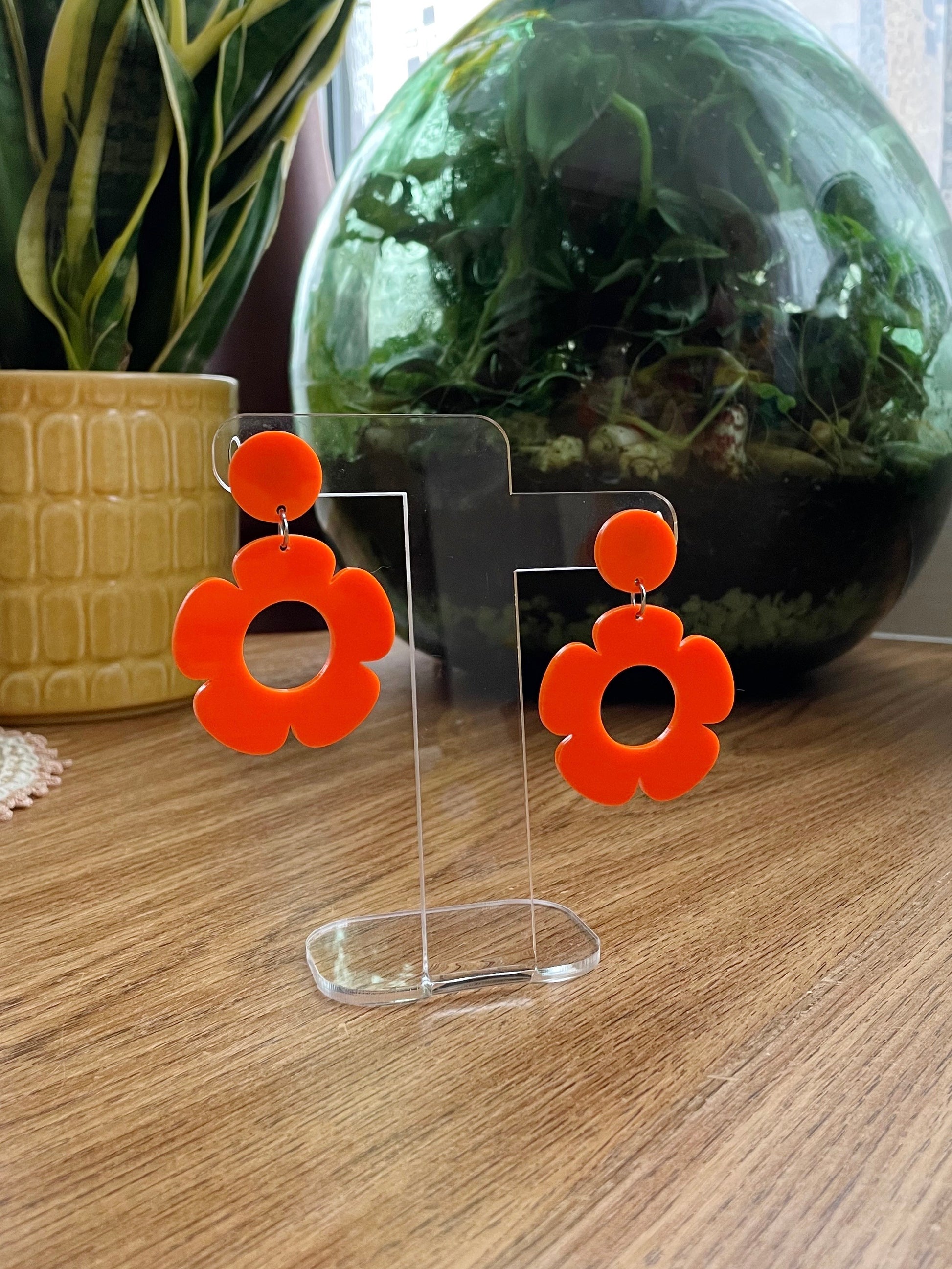 cute orange flower earrings