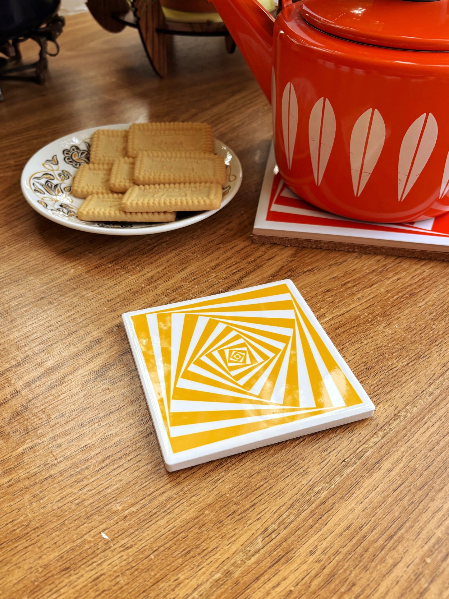 NEW- Op Art Ceramic Coasters