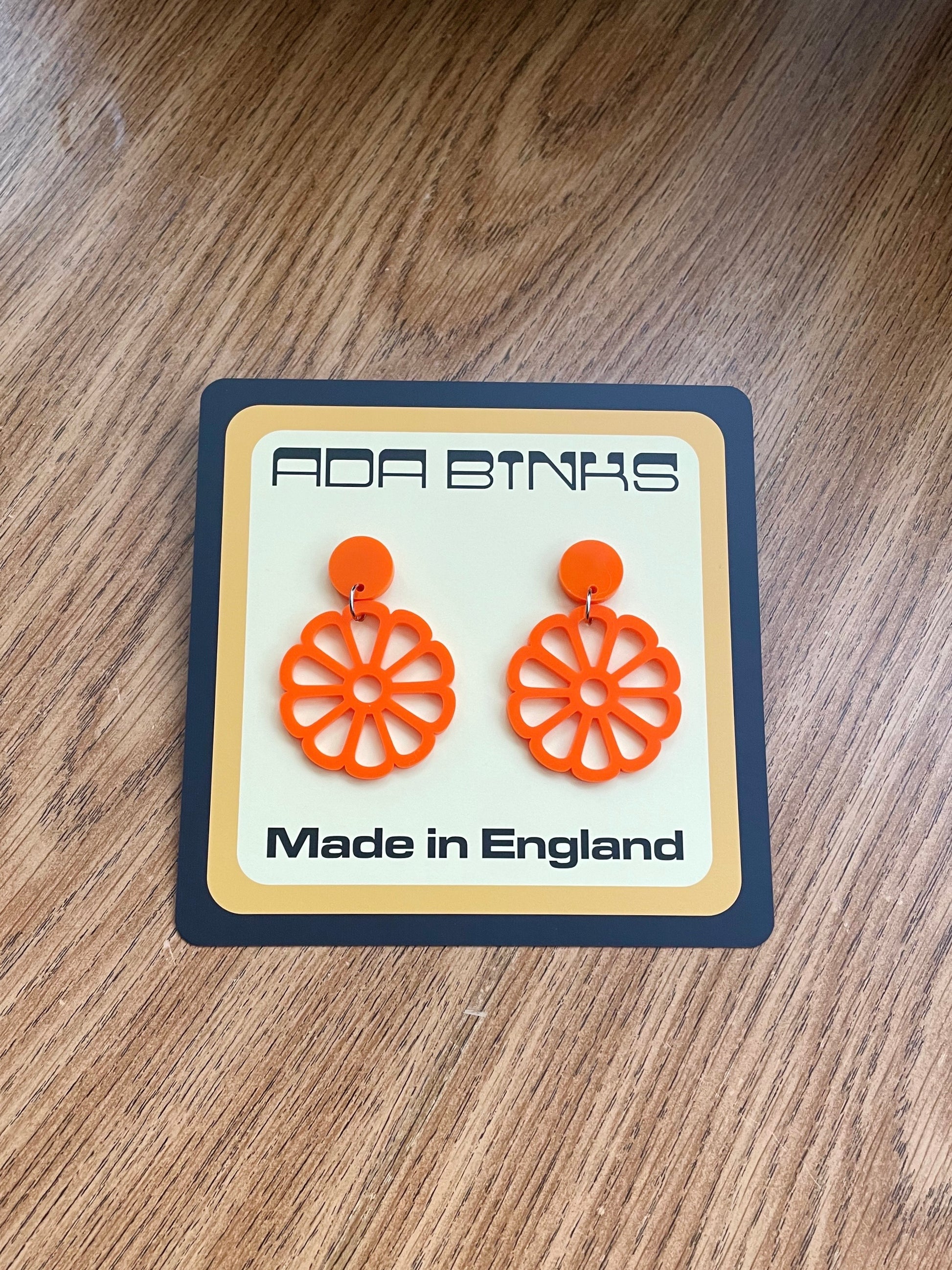 60s flower earrings orange