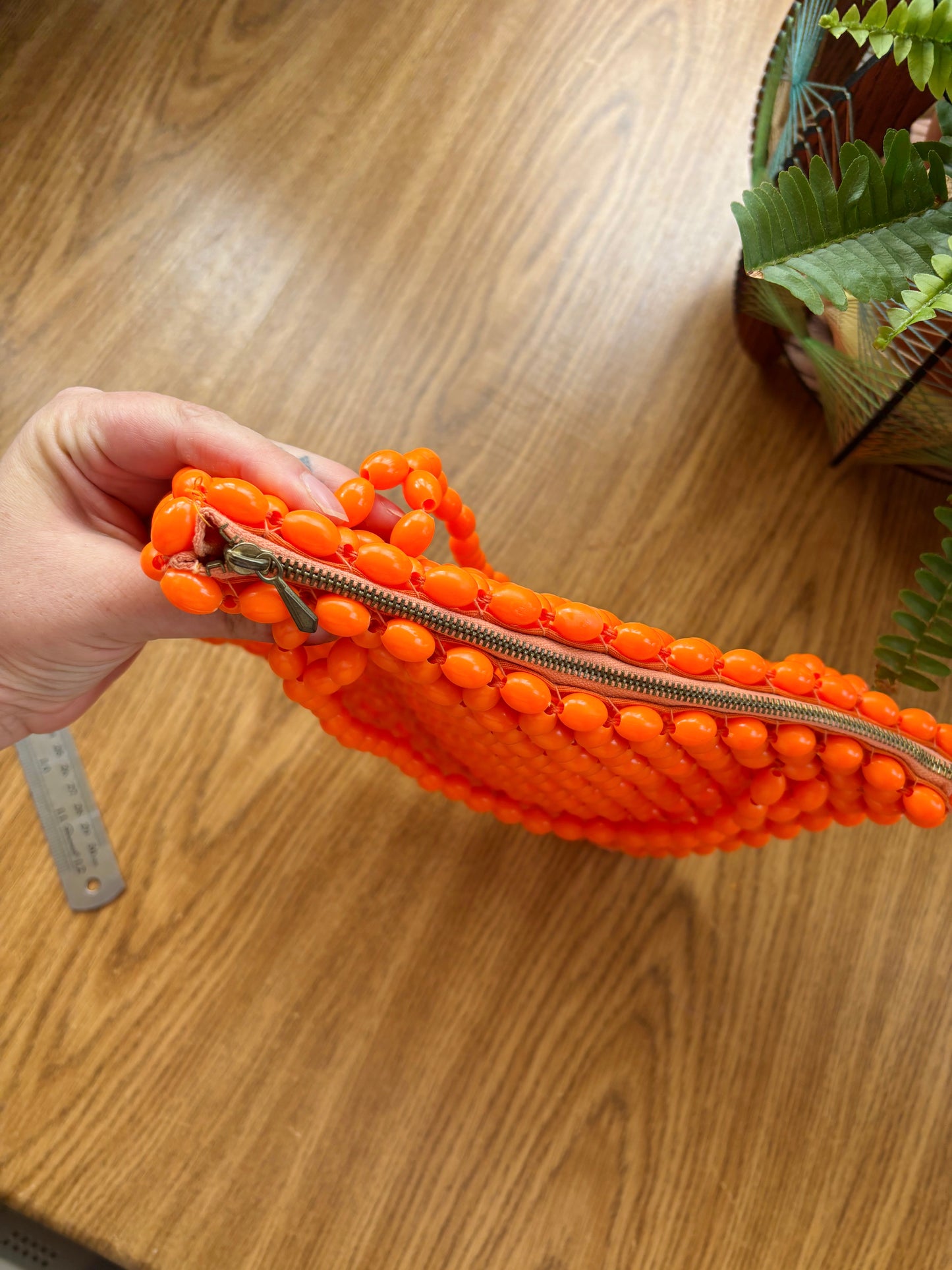 1960s Orange Beaded Modette Handbag
