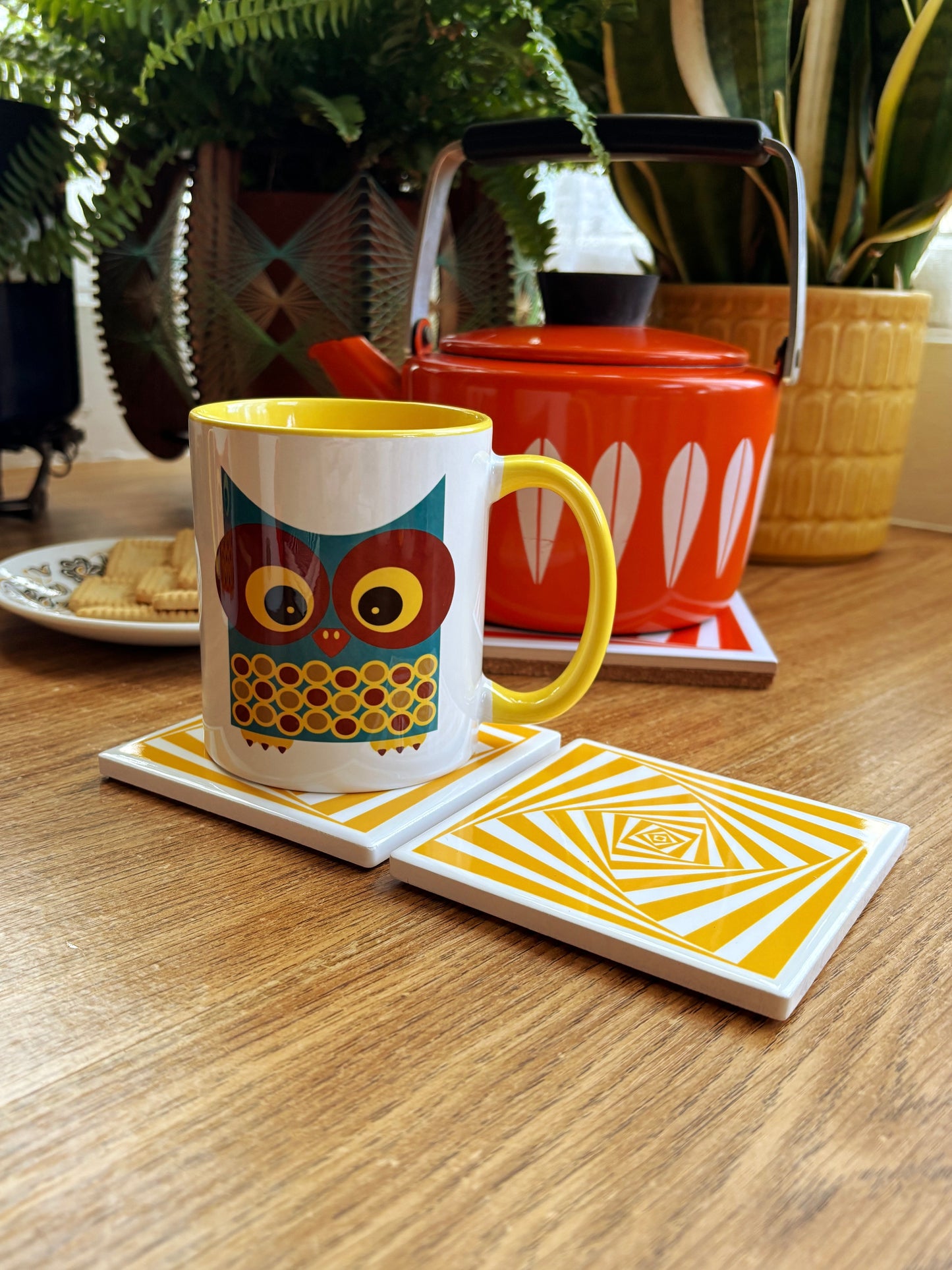 NEW- Op Art Ceramic Coasters