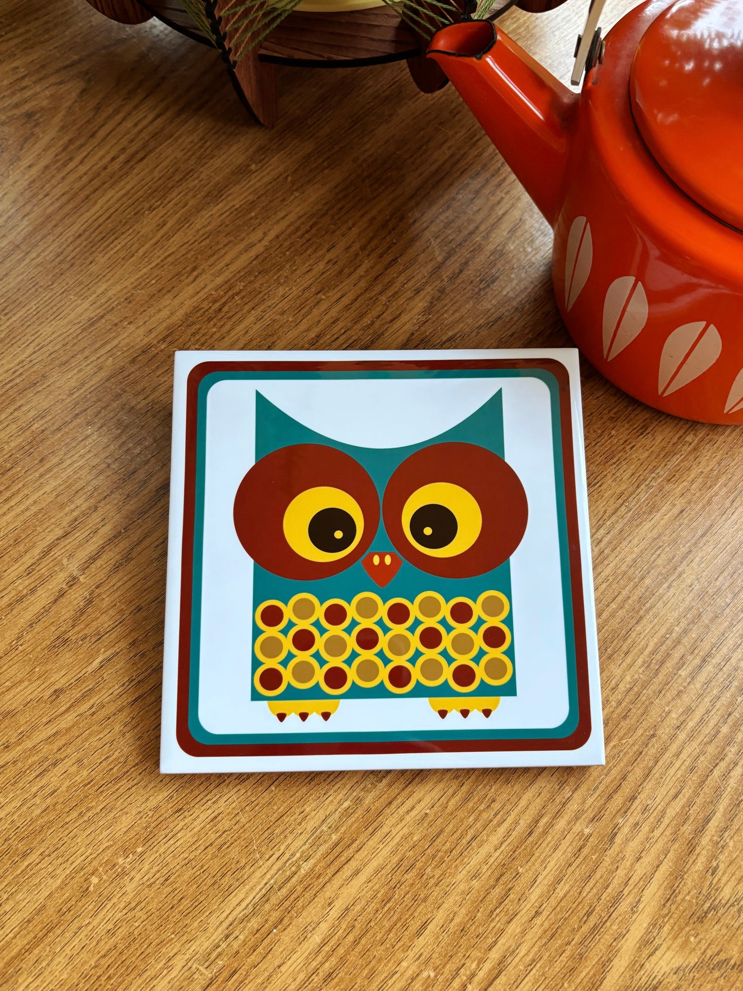 NEW- Wally The Owl Ceramic Trivet