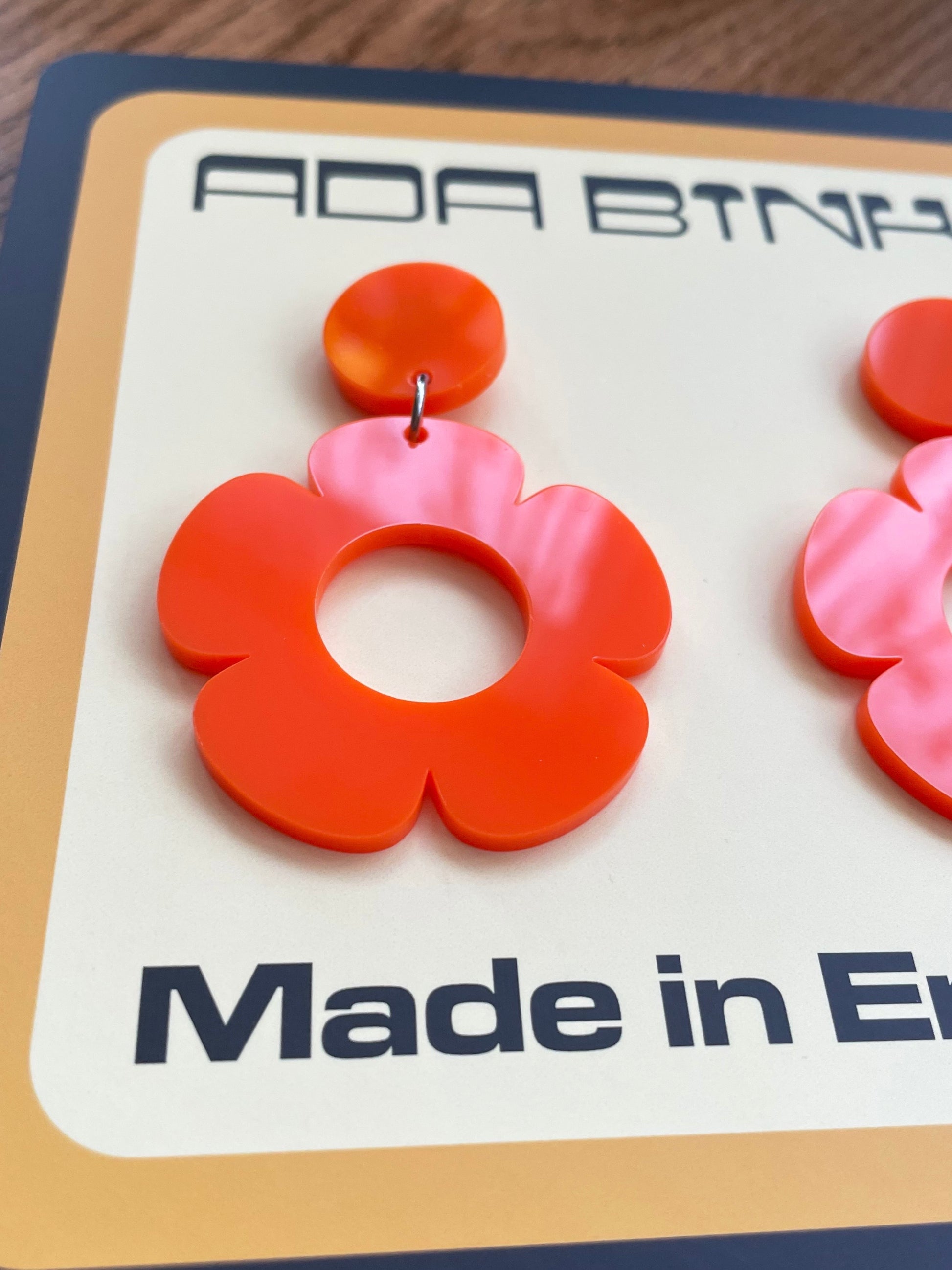 orange vintage flower earrings