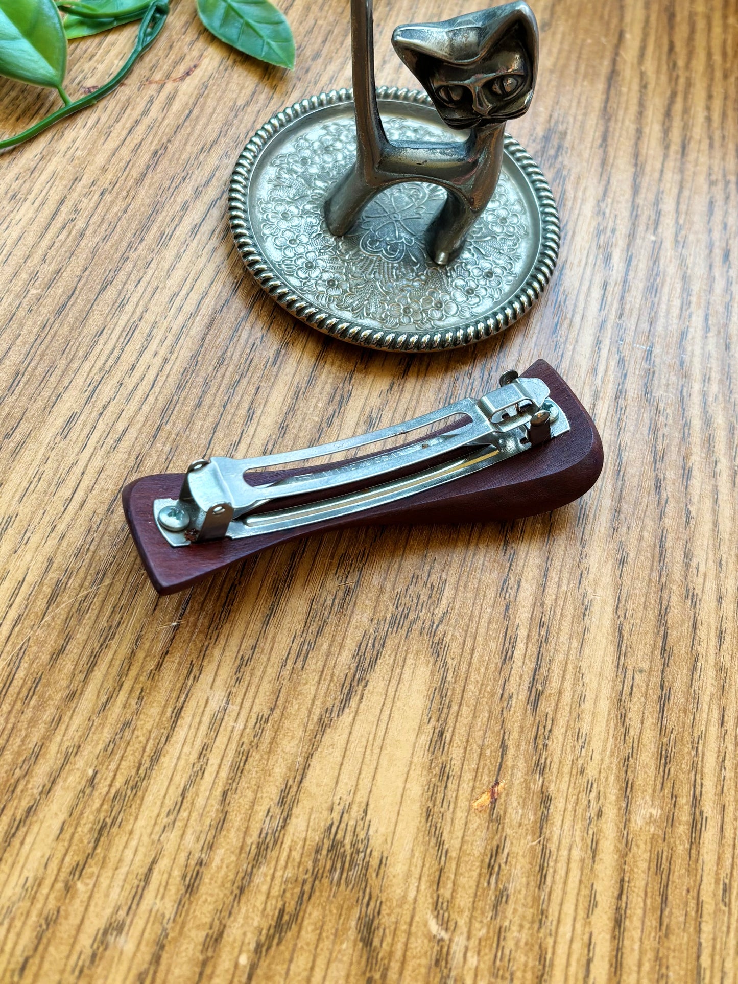 Vintage French Teak Barette Hair Clip