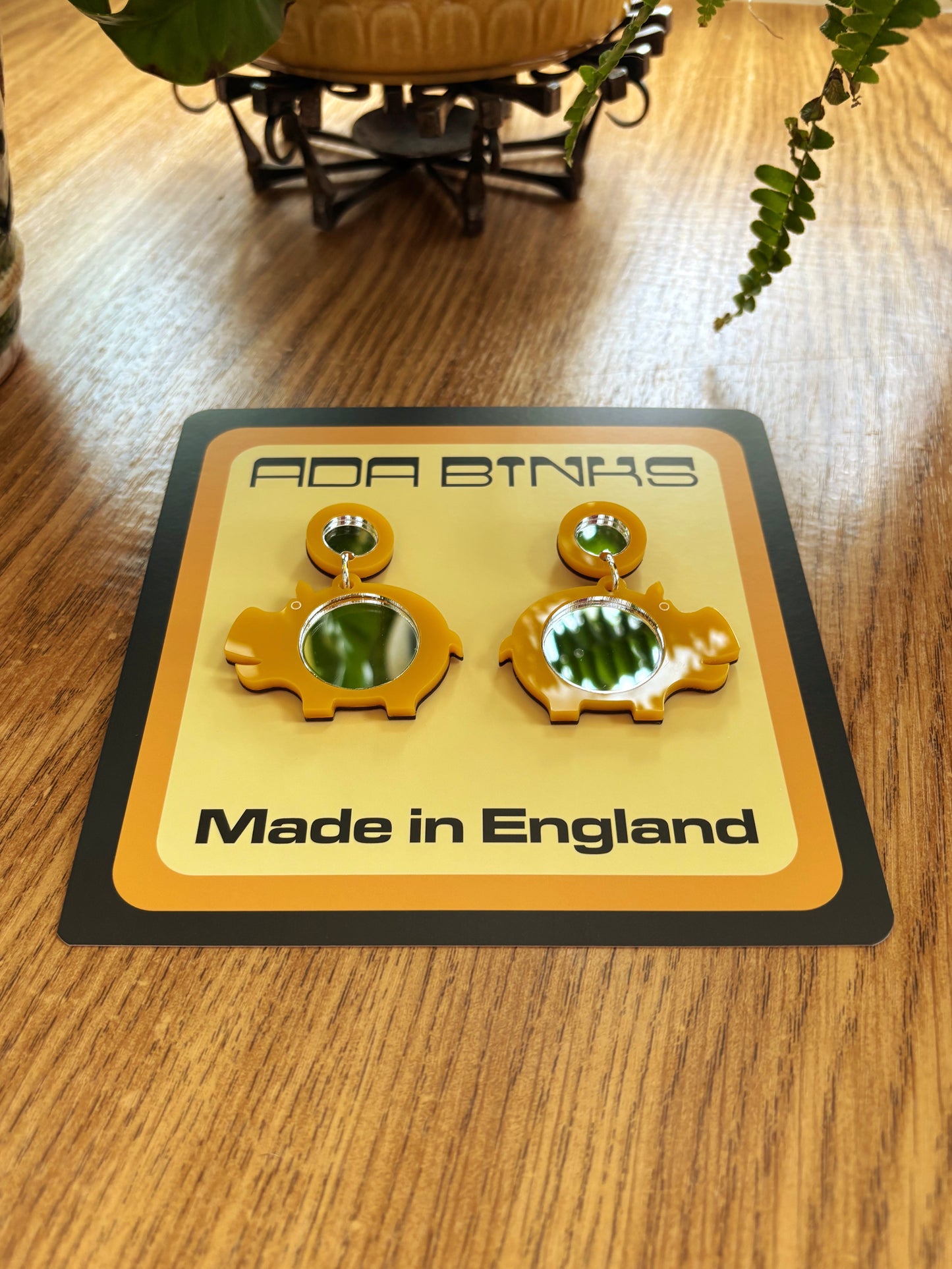 NEW Mini Mirror Hippo Earrings