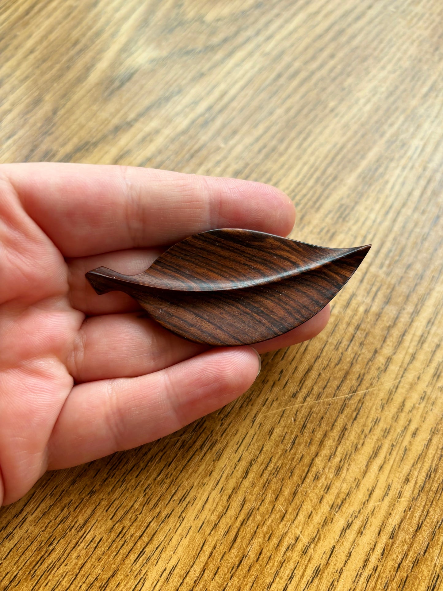 Vintage Hardwood Leaf Brooch