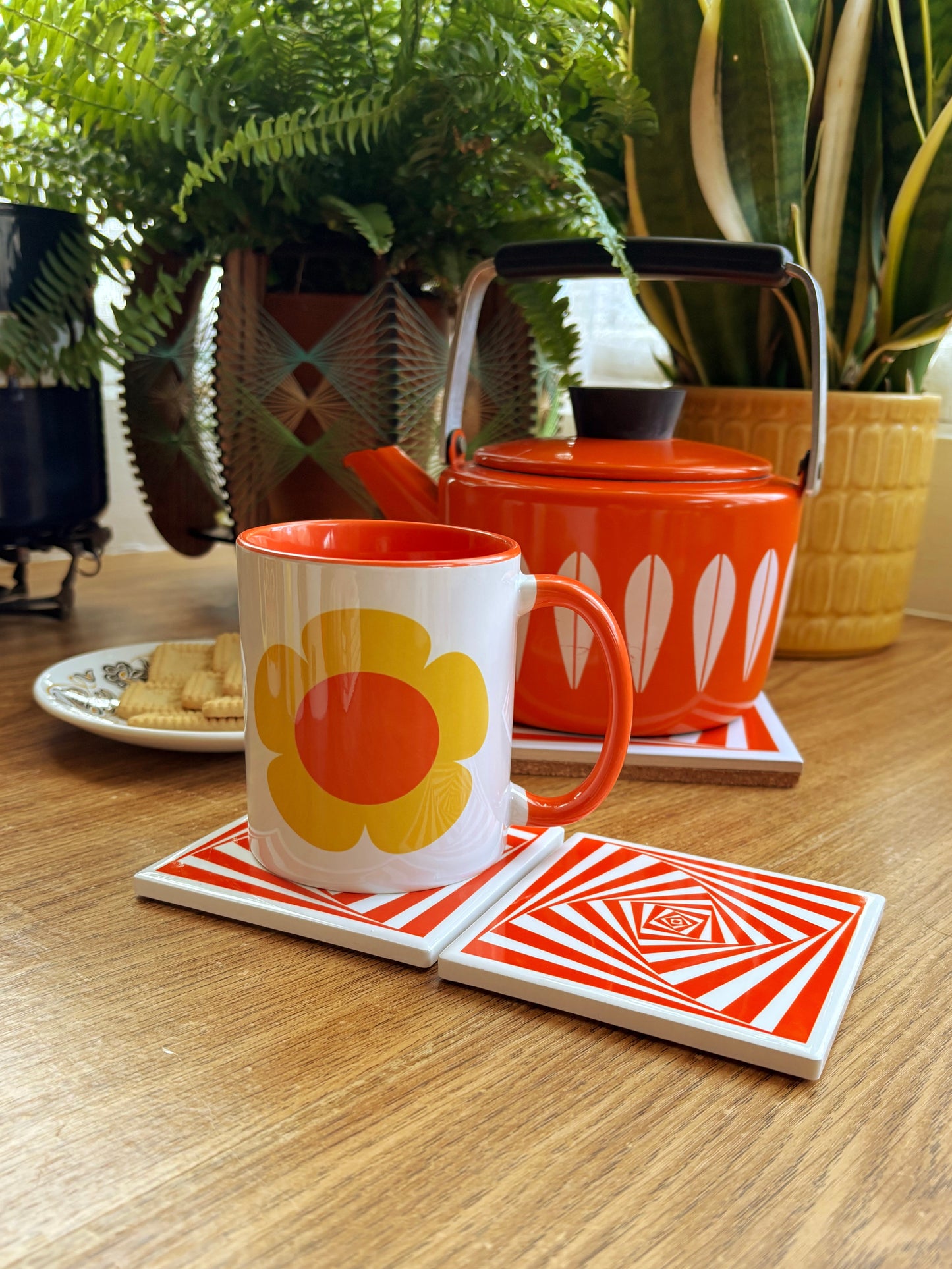 NEW- Op Art Ceramic Coasters
