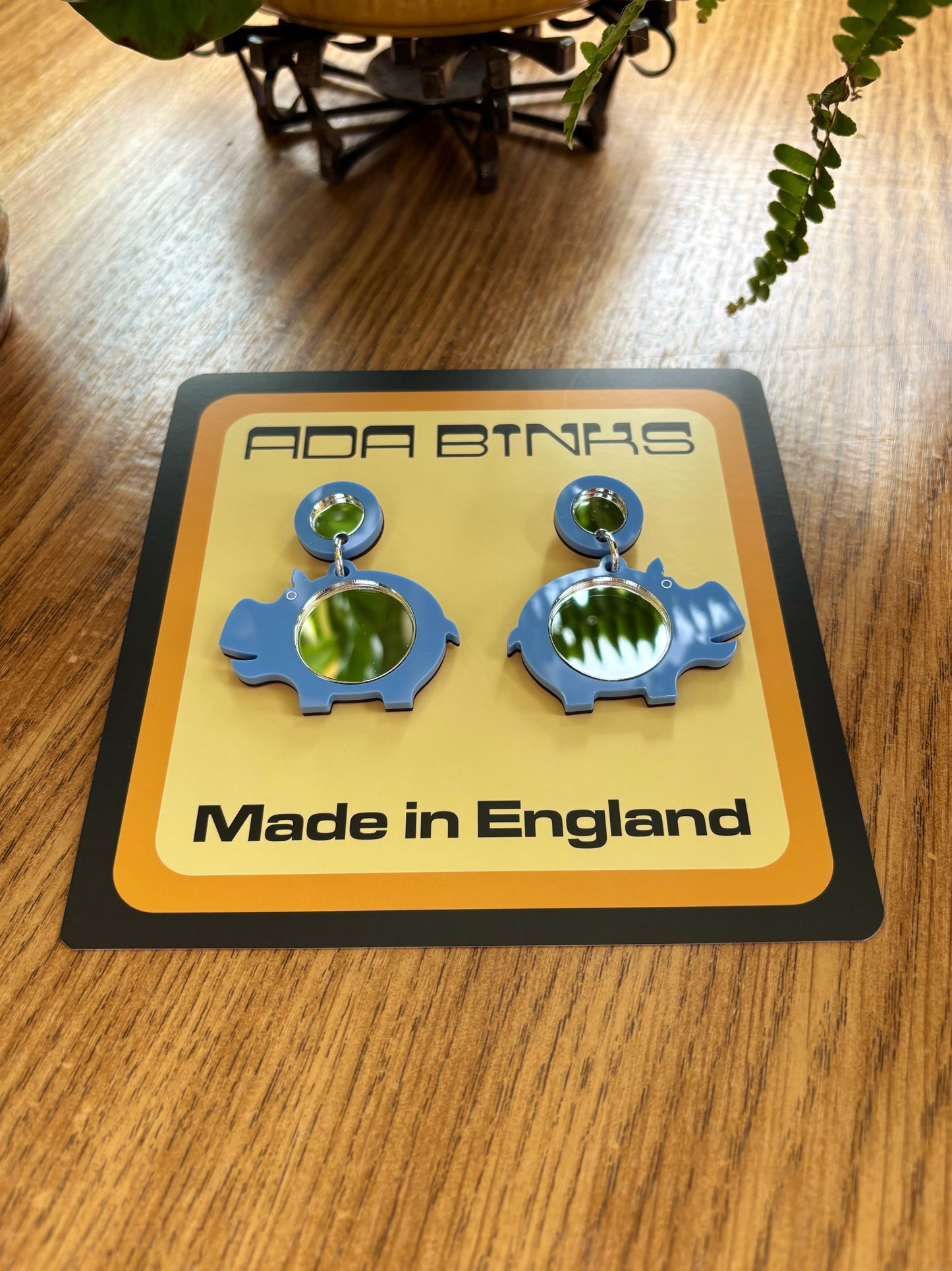 NEW Mini Mirror Hippo Earrings