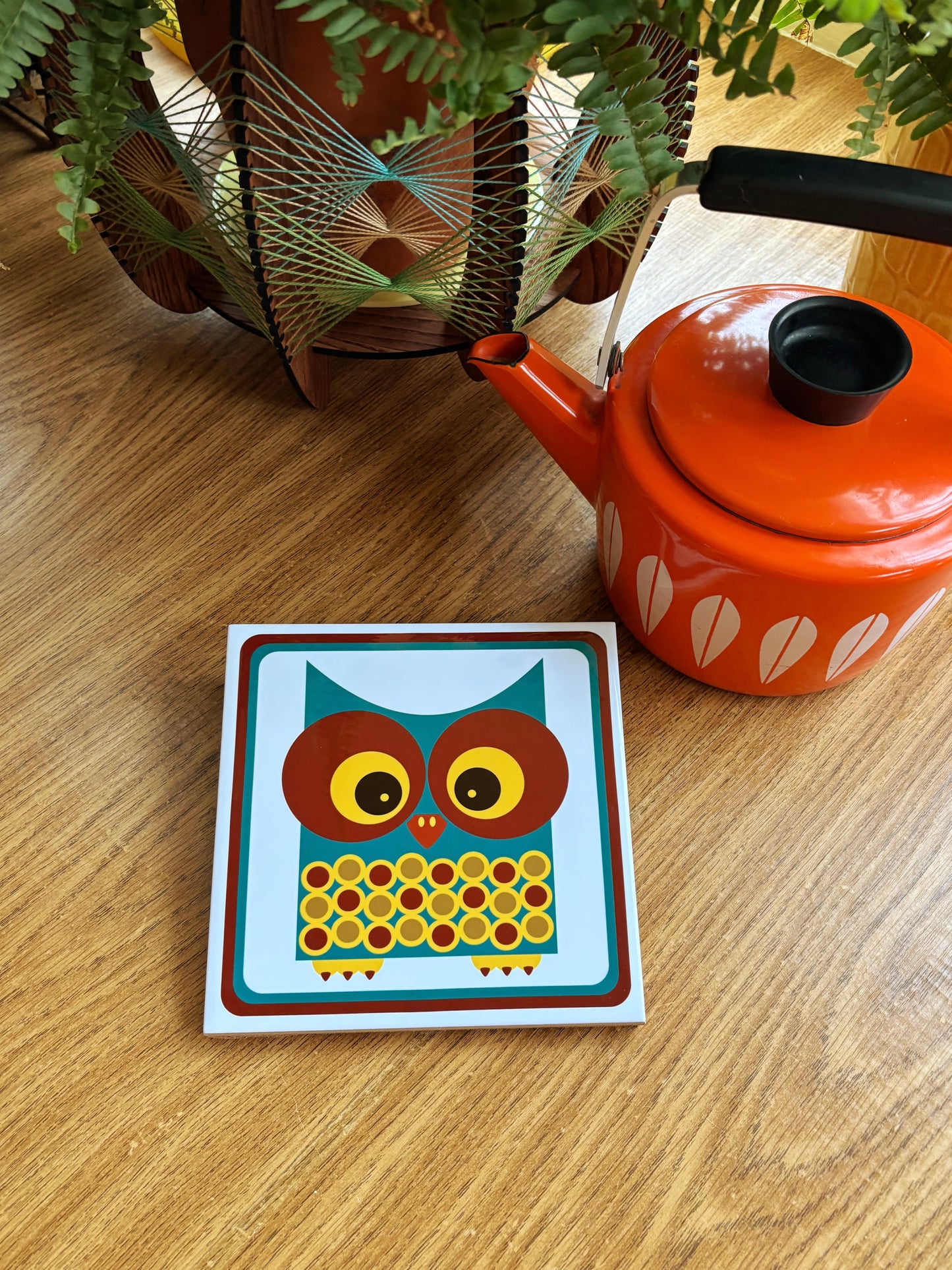 NEW- Wally The Owl Ceramic Trivet