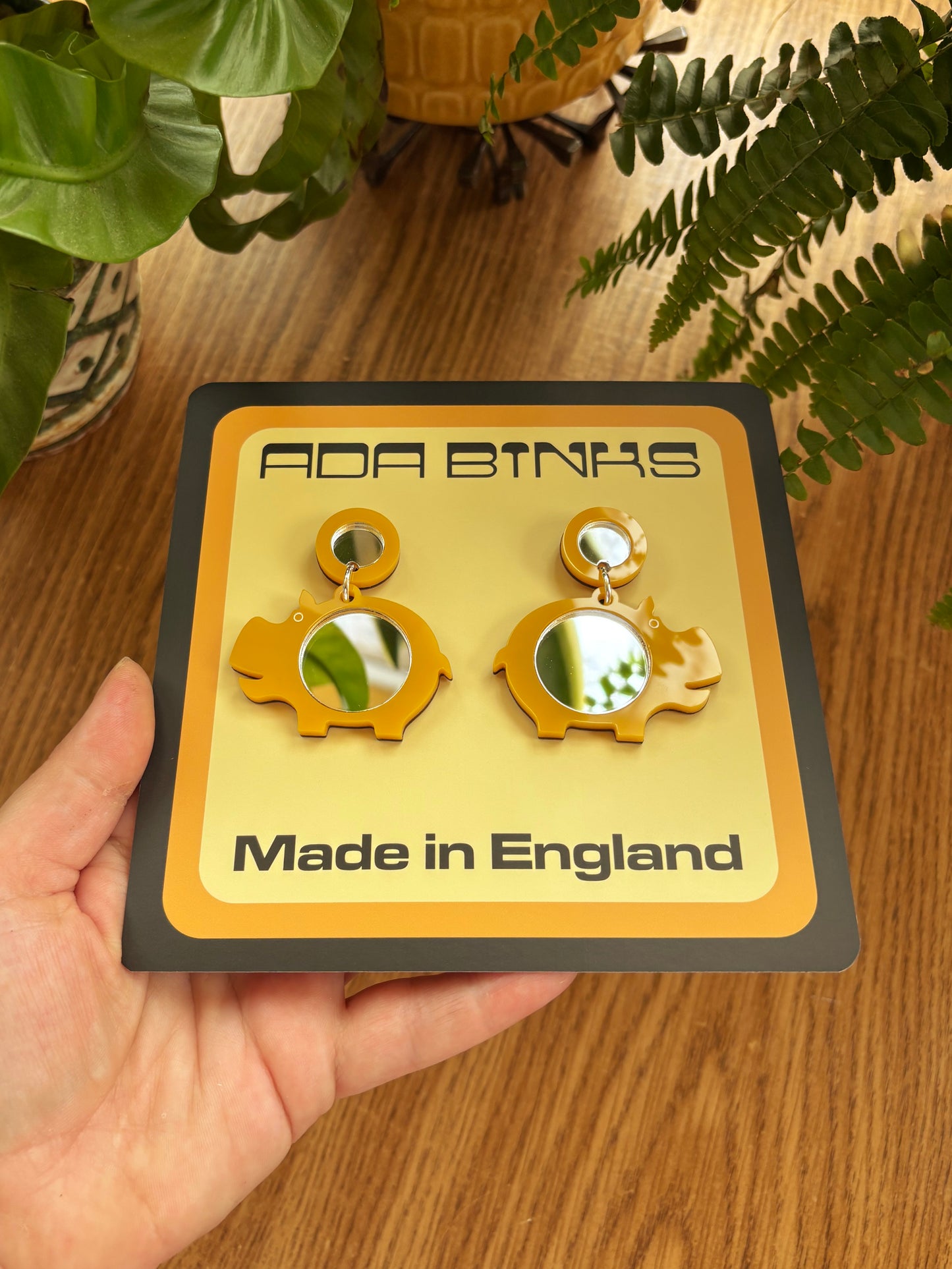 NEW Mini Mirror Hippo Earrings