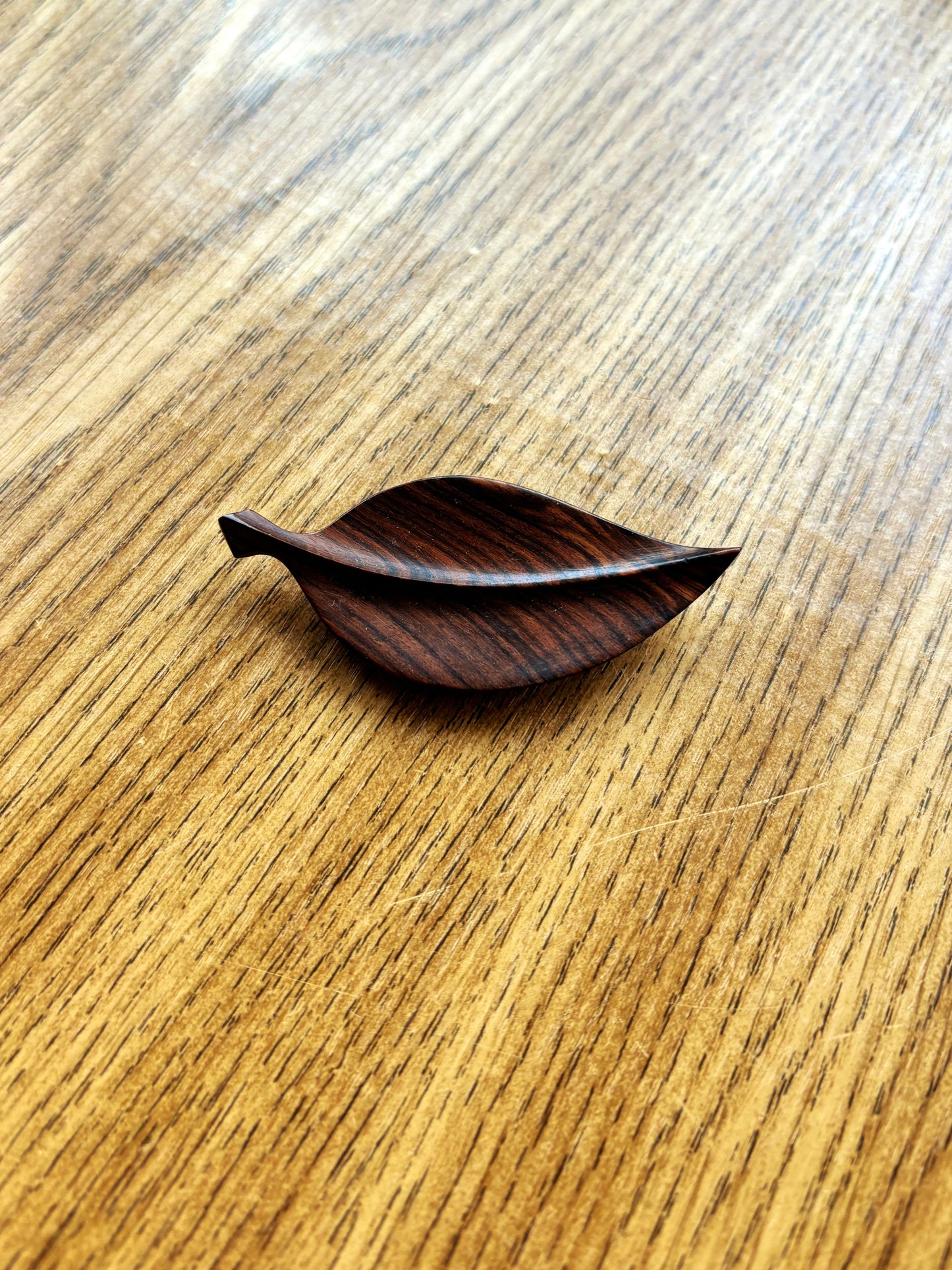 Vintage Hardwood Leaf Brooch