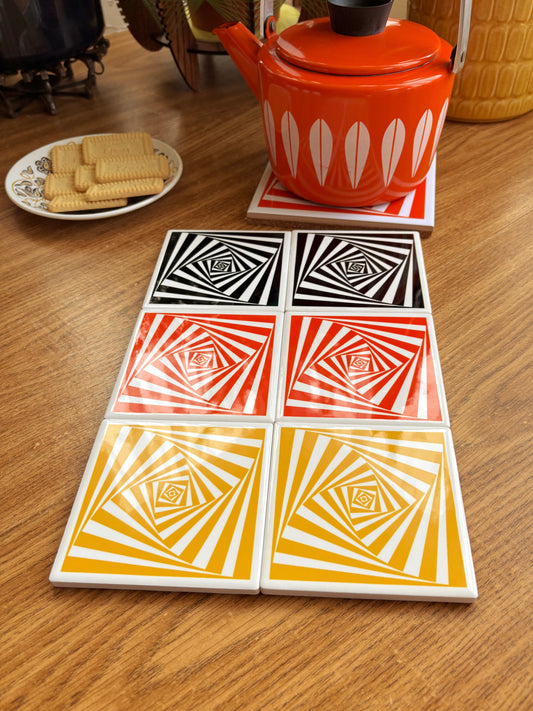 NEW- Op Art Ceramic Coasters