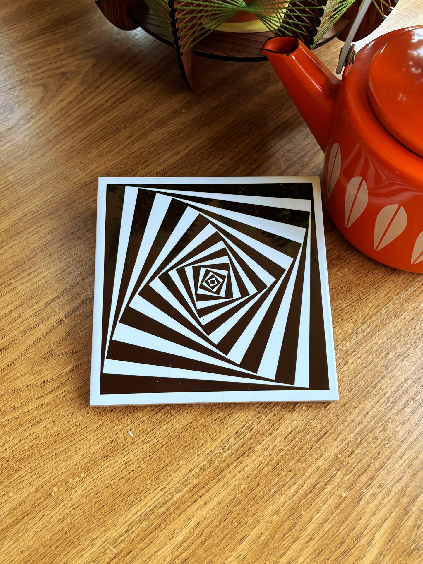 NEW- Op Art Ceramic Trivet