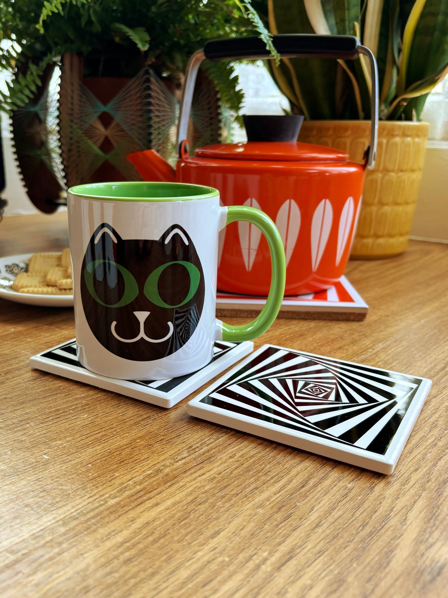 NEW- Op Art Ceramic Coasters