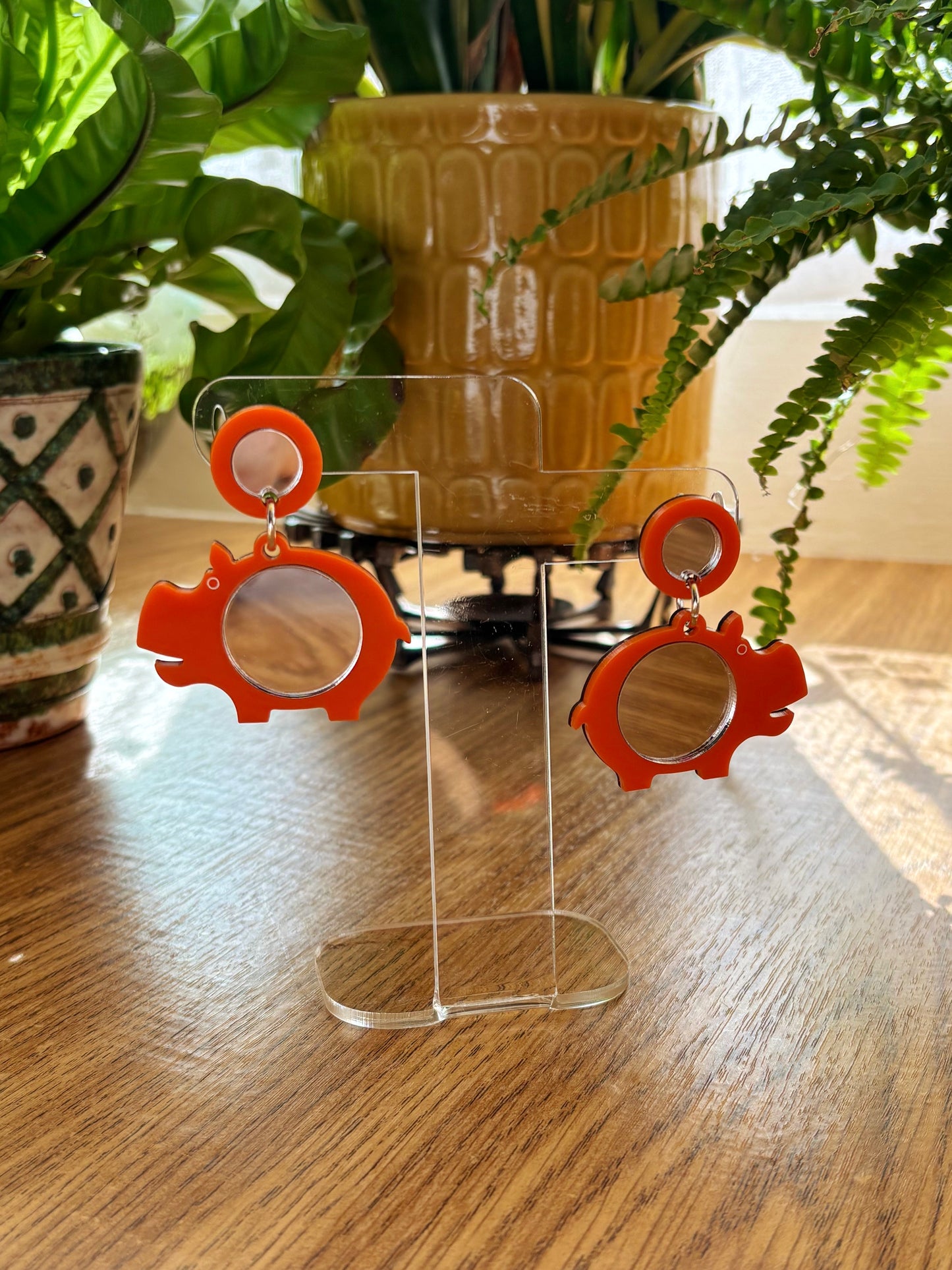 NEW Mini Mirror Hippo Earrings