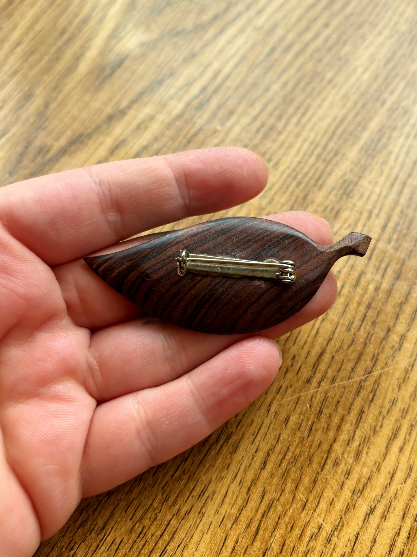 Vintage Hardwood Leaf Brooch