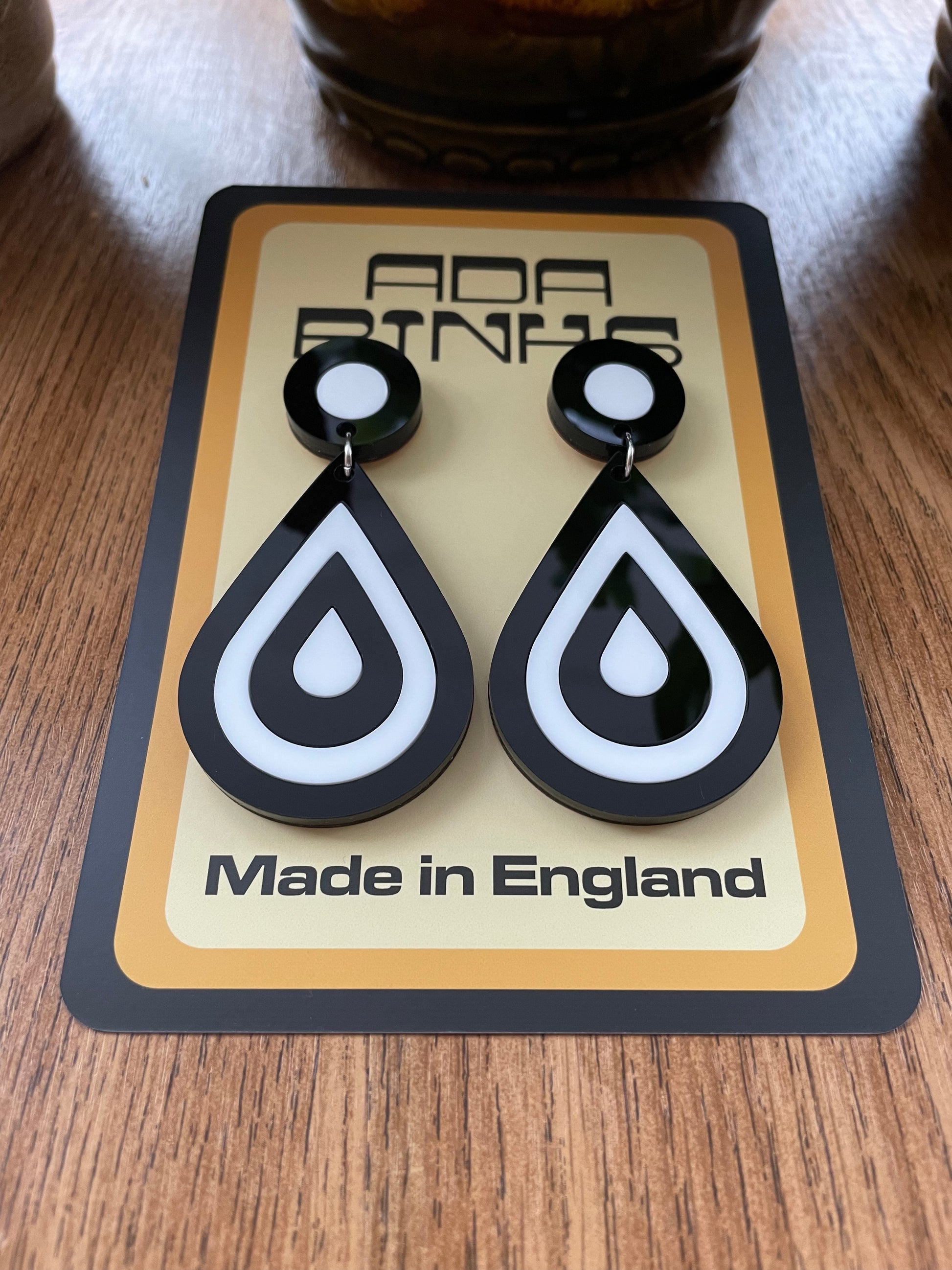 sixties black and white earrings