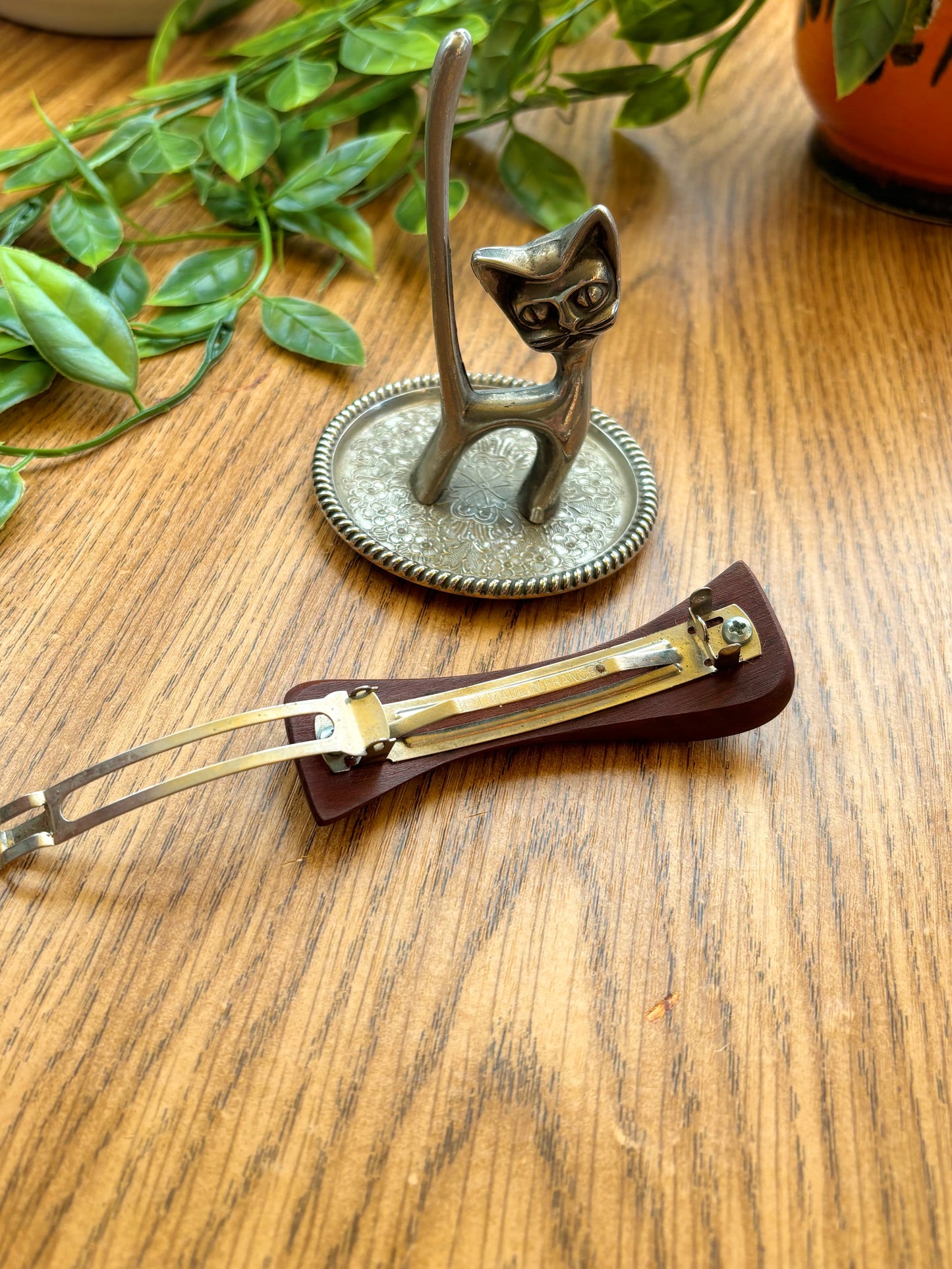 Vintage French Teak Barette Hair Clip