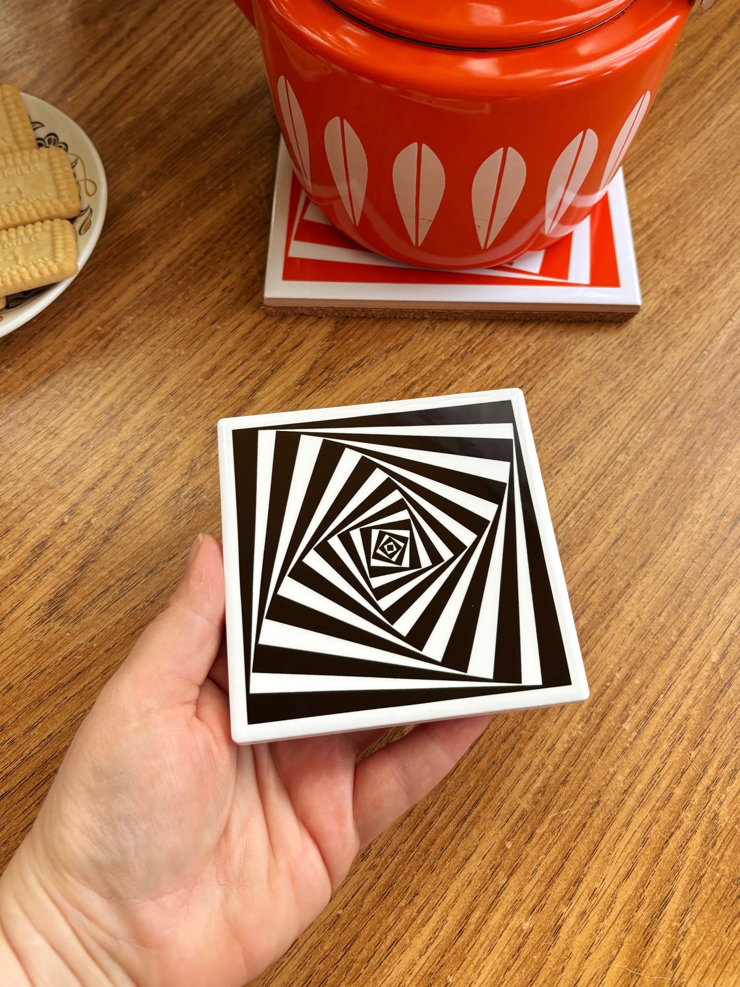 NEW- Op Art Ceramic Coasters