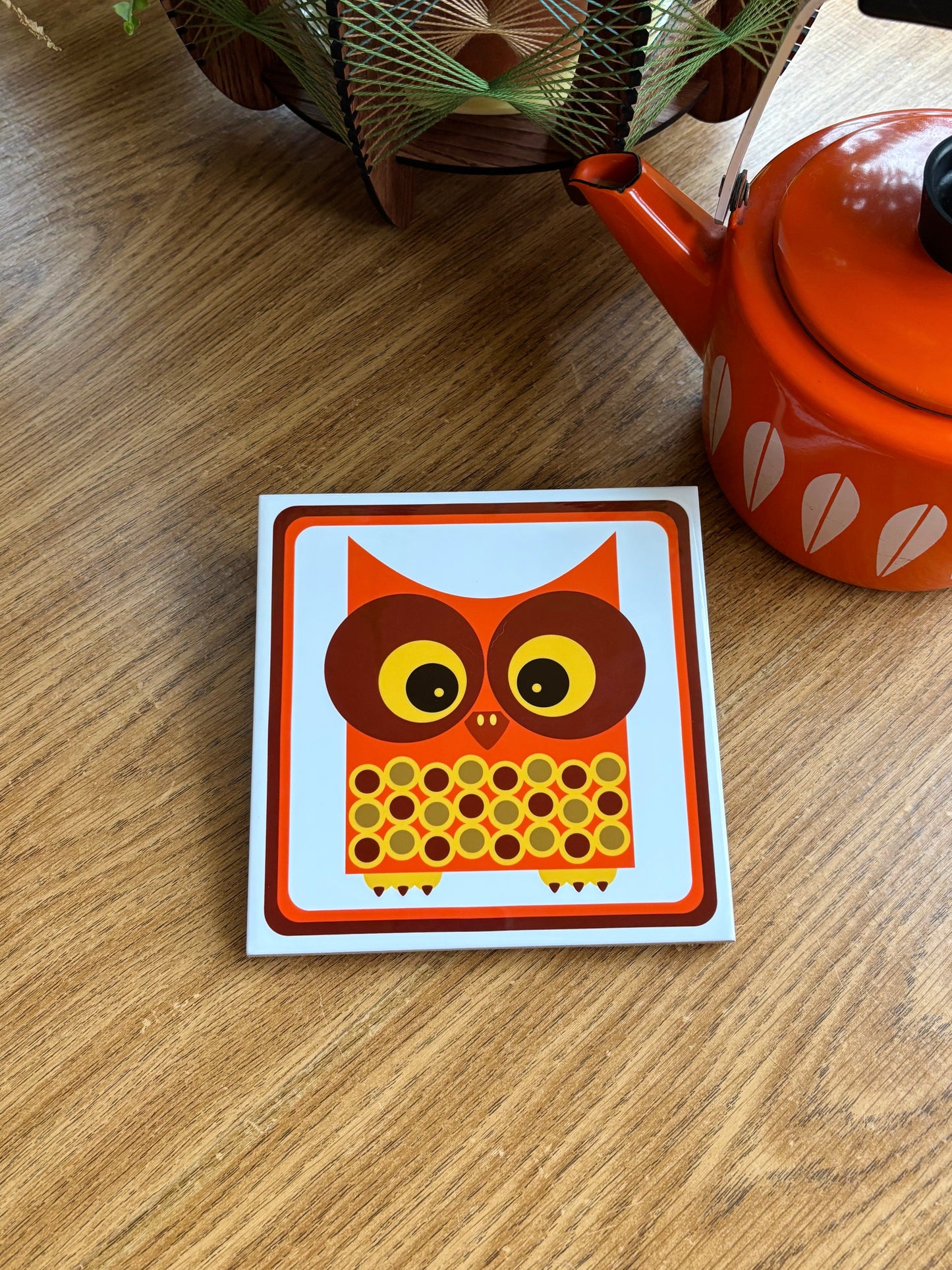 NEW- Wally The Owl Ceramic Trivet