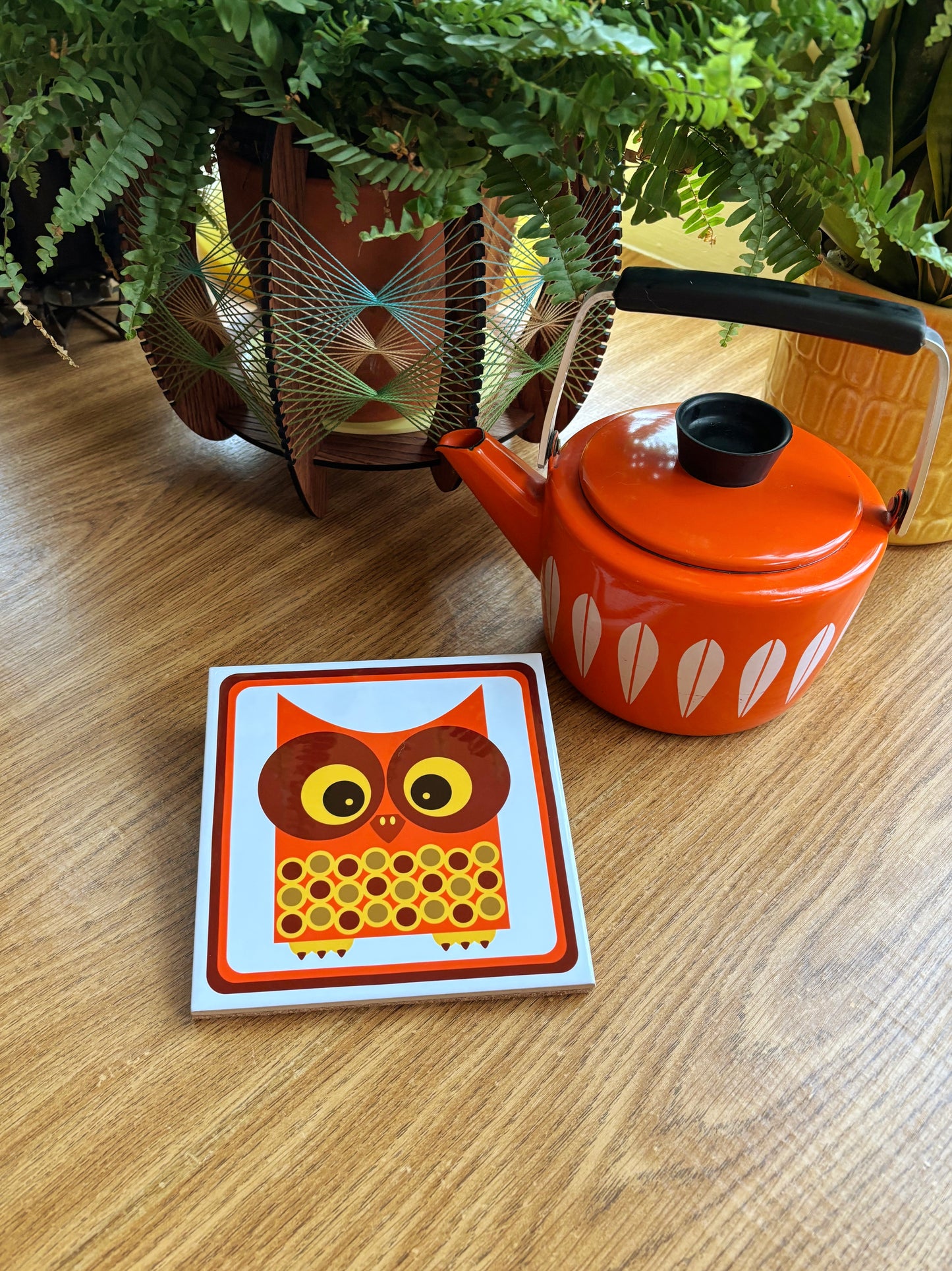 NEW- Wally The Owl Ceramic Trivet