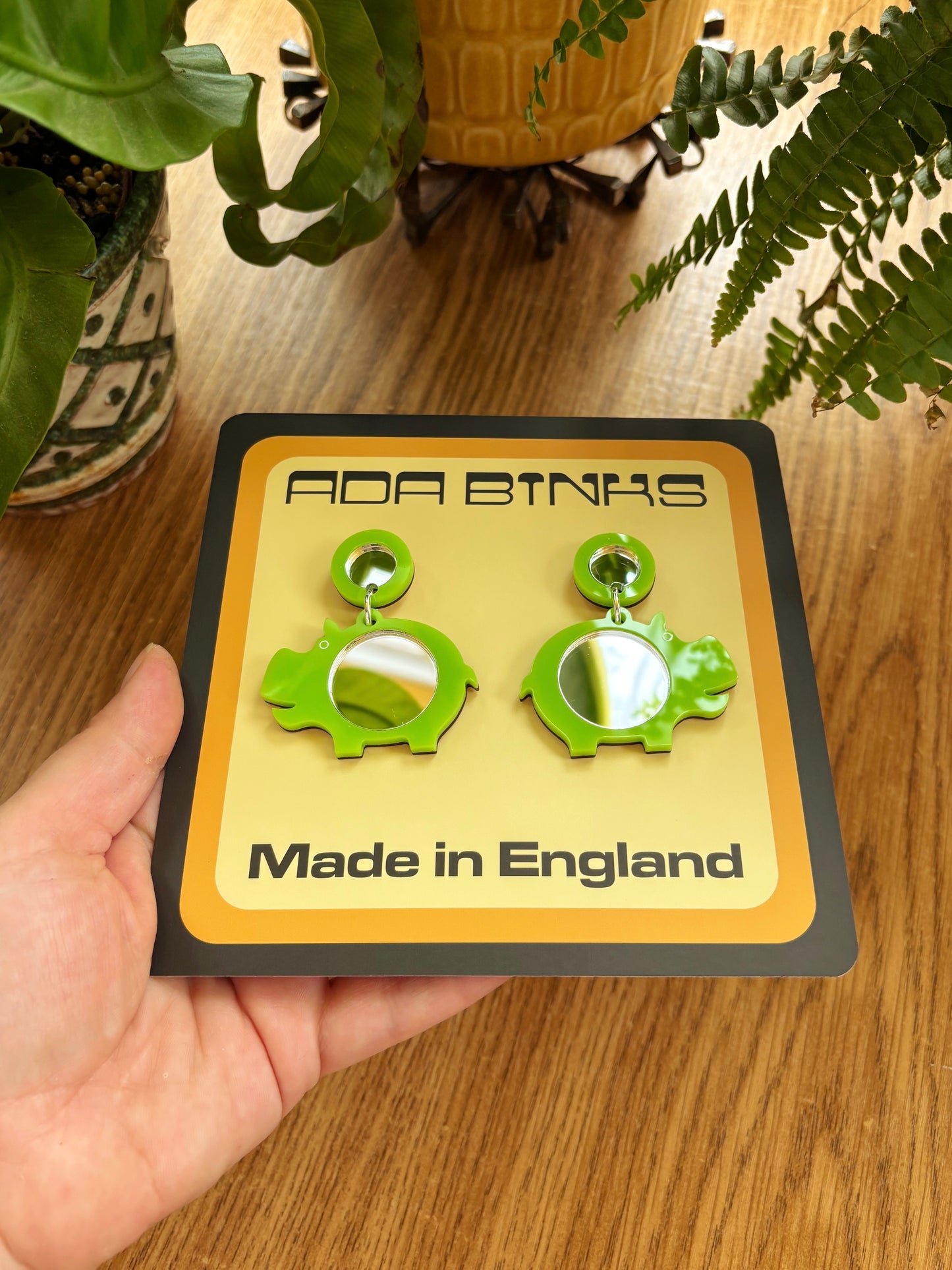 NEW Mini Mirror Hippo Earrings