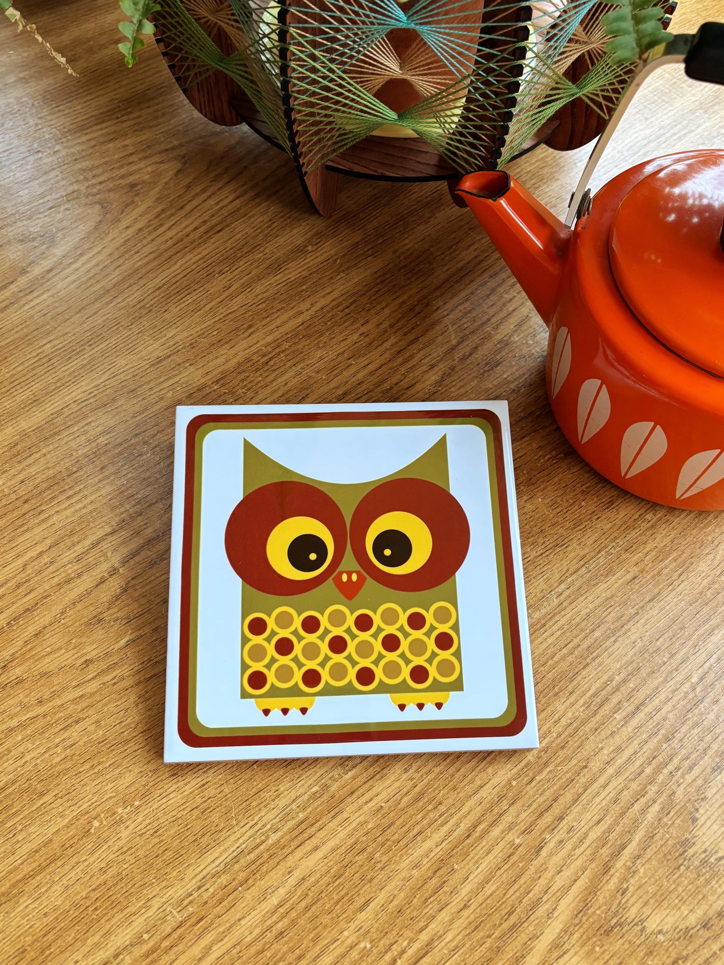NEW- Wally The Owl Ceramic Trivet