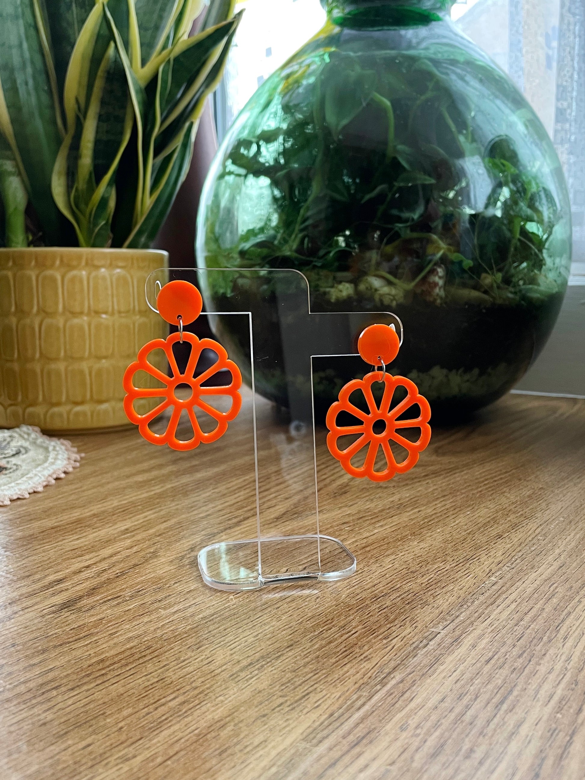 orange plastic earrings