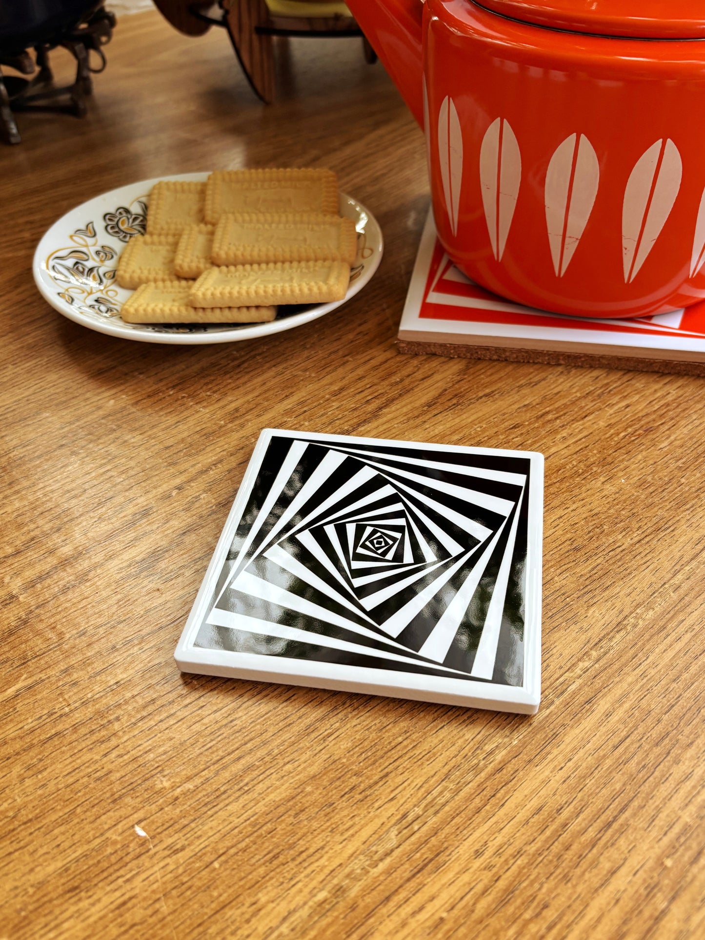 NEW- Op Art Ceramic Coasters