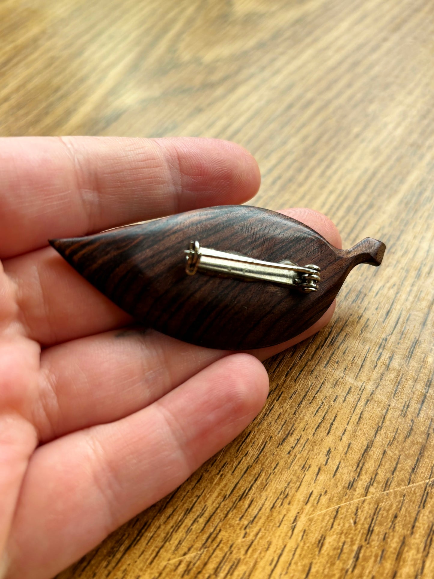 Vintage Hardwood Leaf Brooch