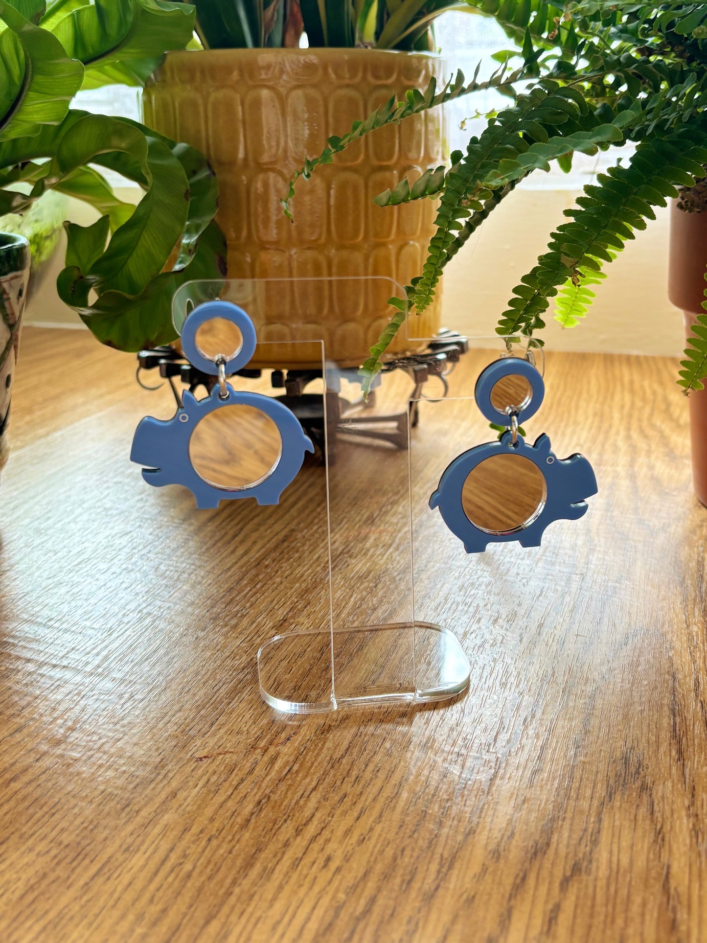 NEW Mini Mirror Hippo Earrings
