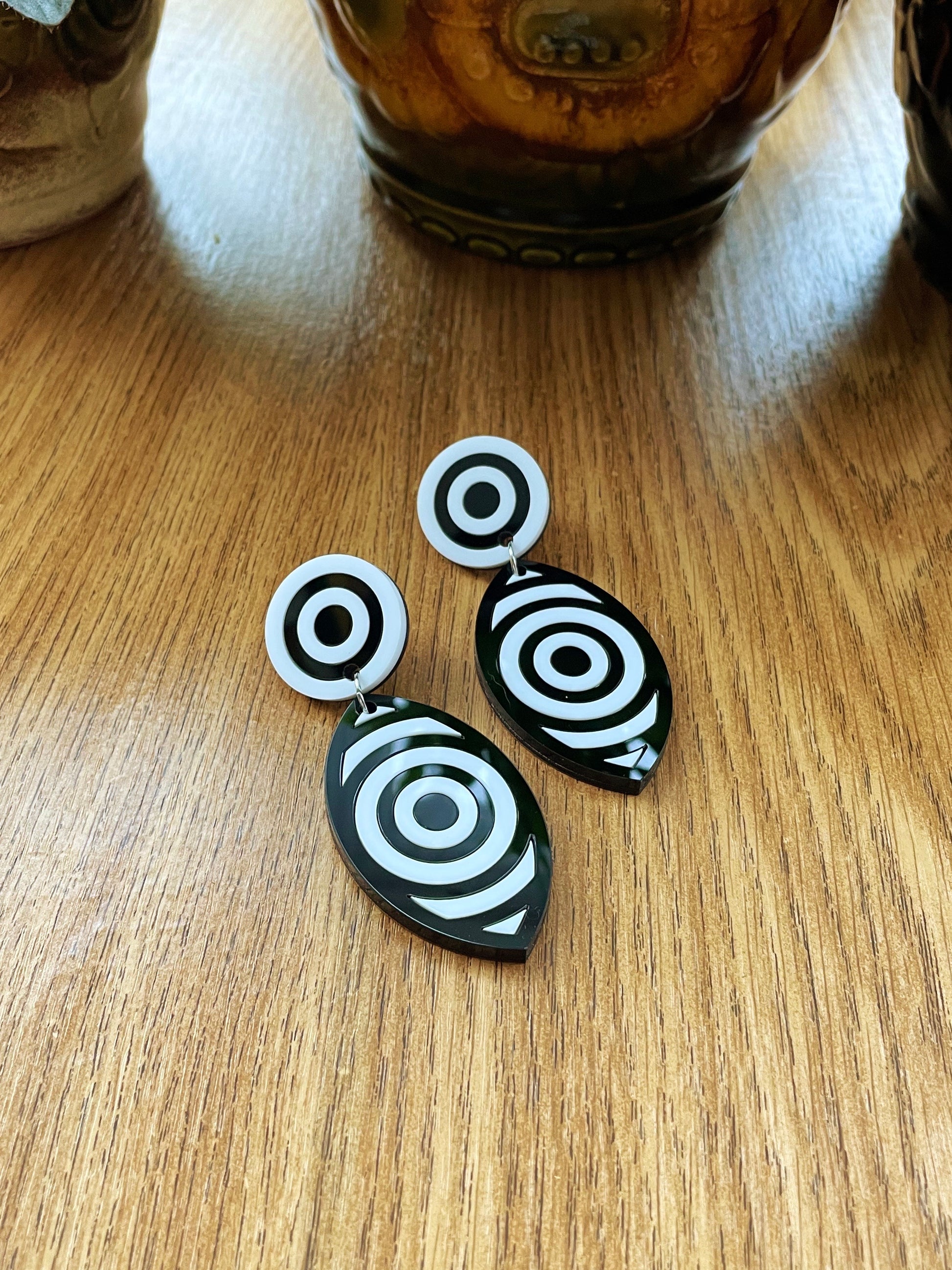 big black and white earrings